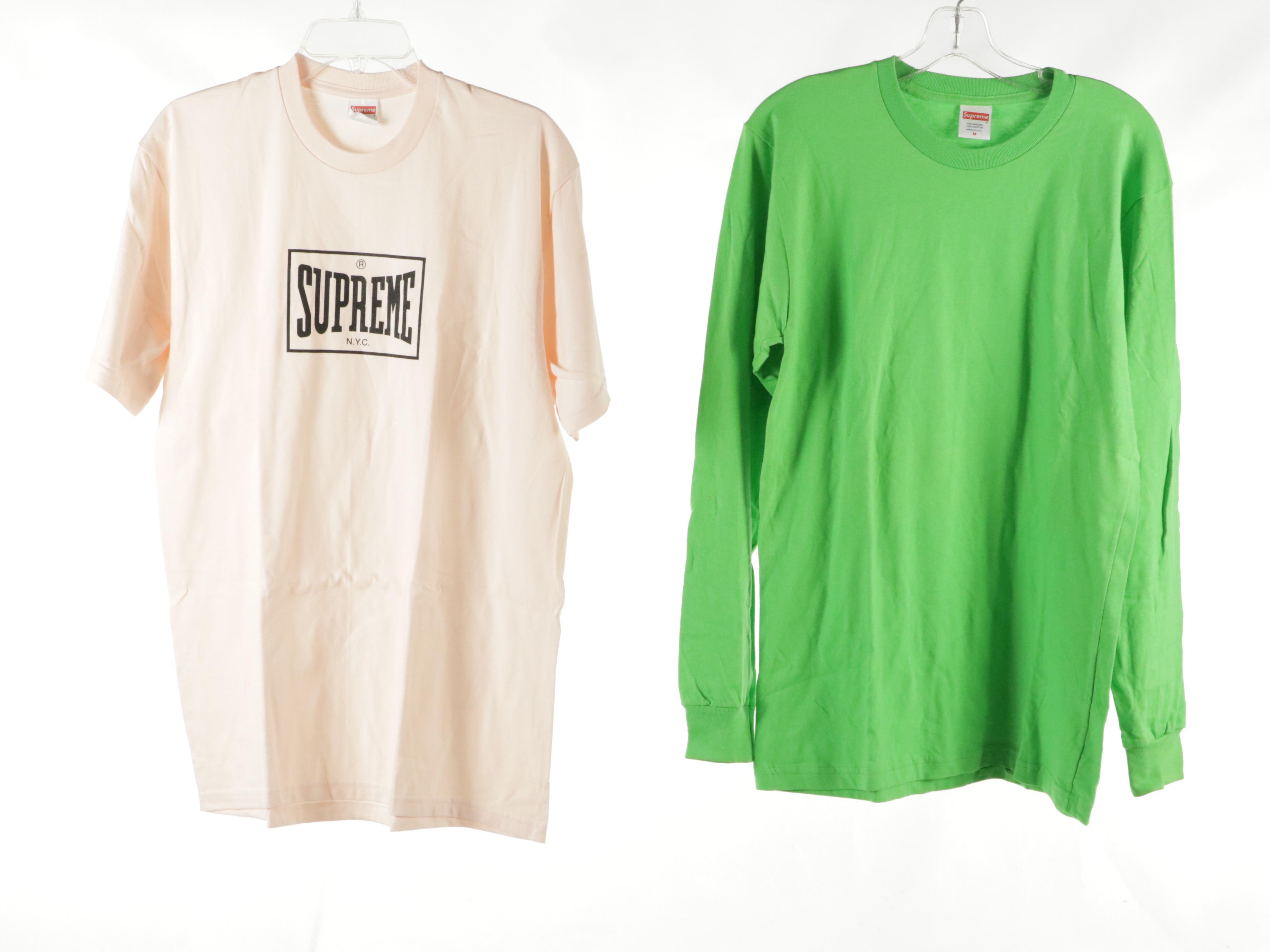 Men's Supreme Pale Peach Logo Graphic Tee with Pre-Shrunk Blank Cotton Shirts