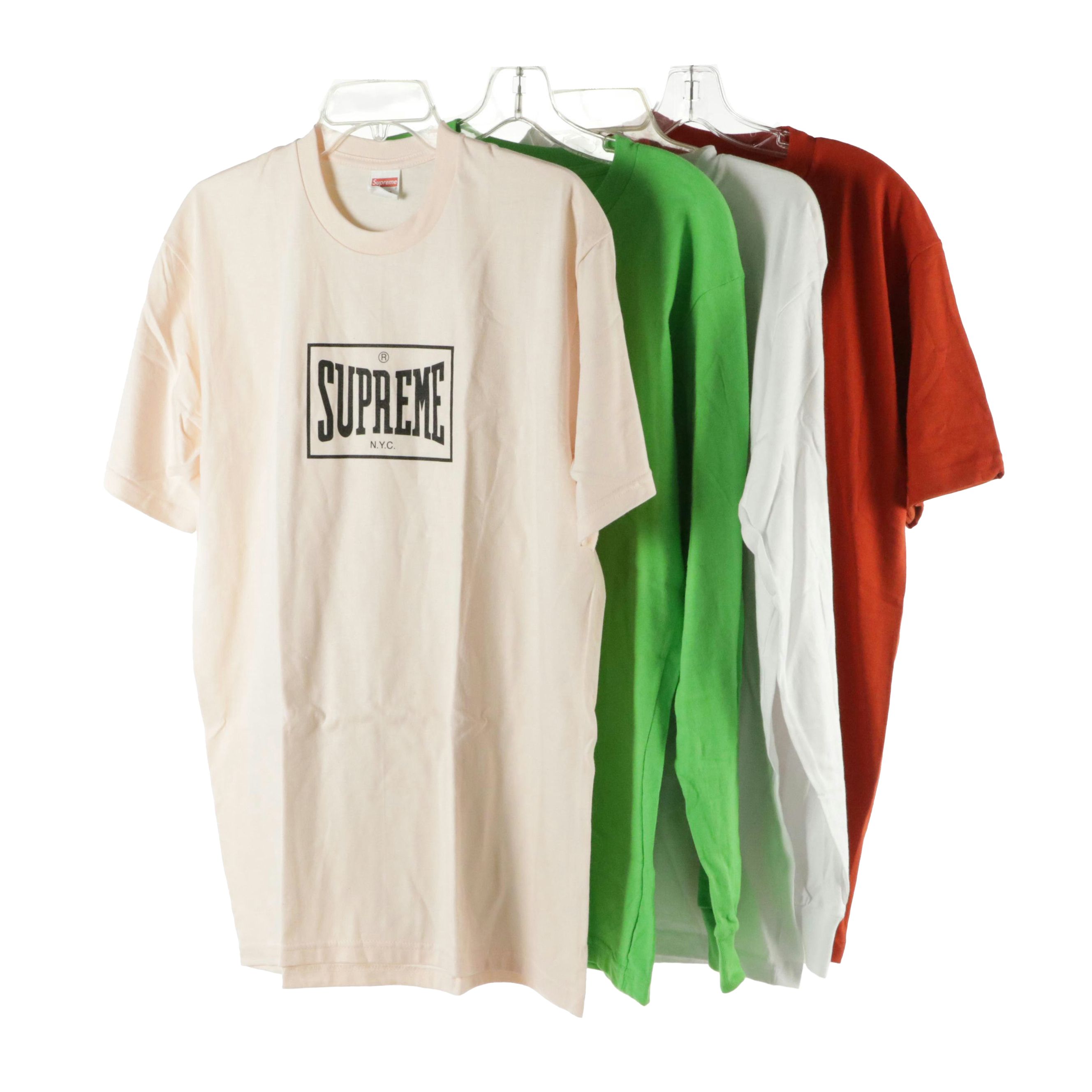 Men's Supreme Pale Peach Logo Graphic Tee with Pre-Shrunk Blank Cotton Shirts