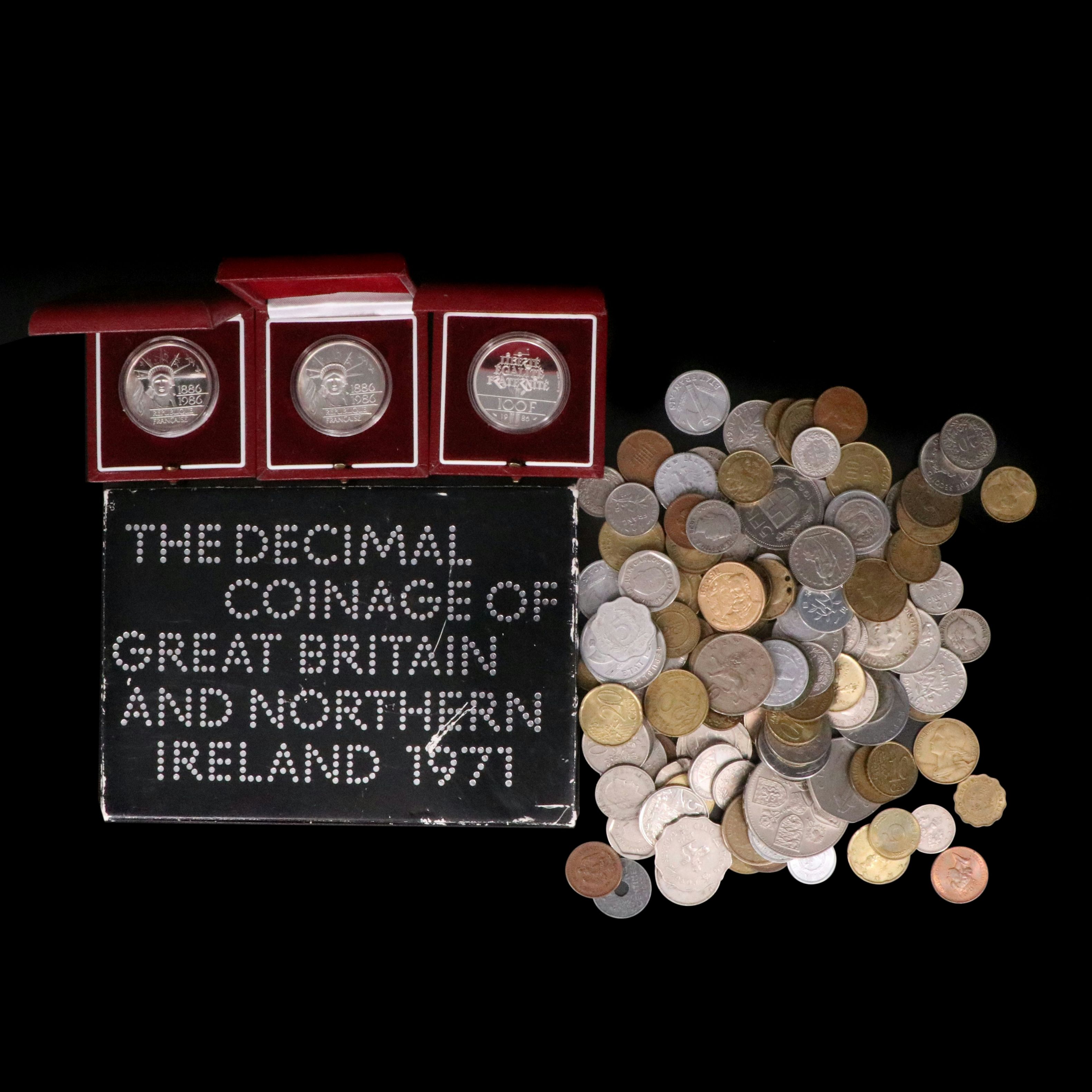 157 Foreign Coins, Including Fine Silver Coins and Proofs