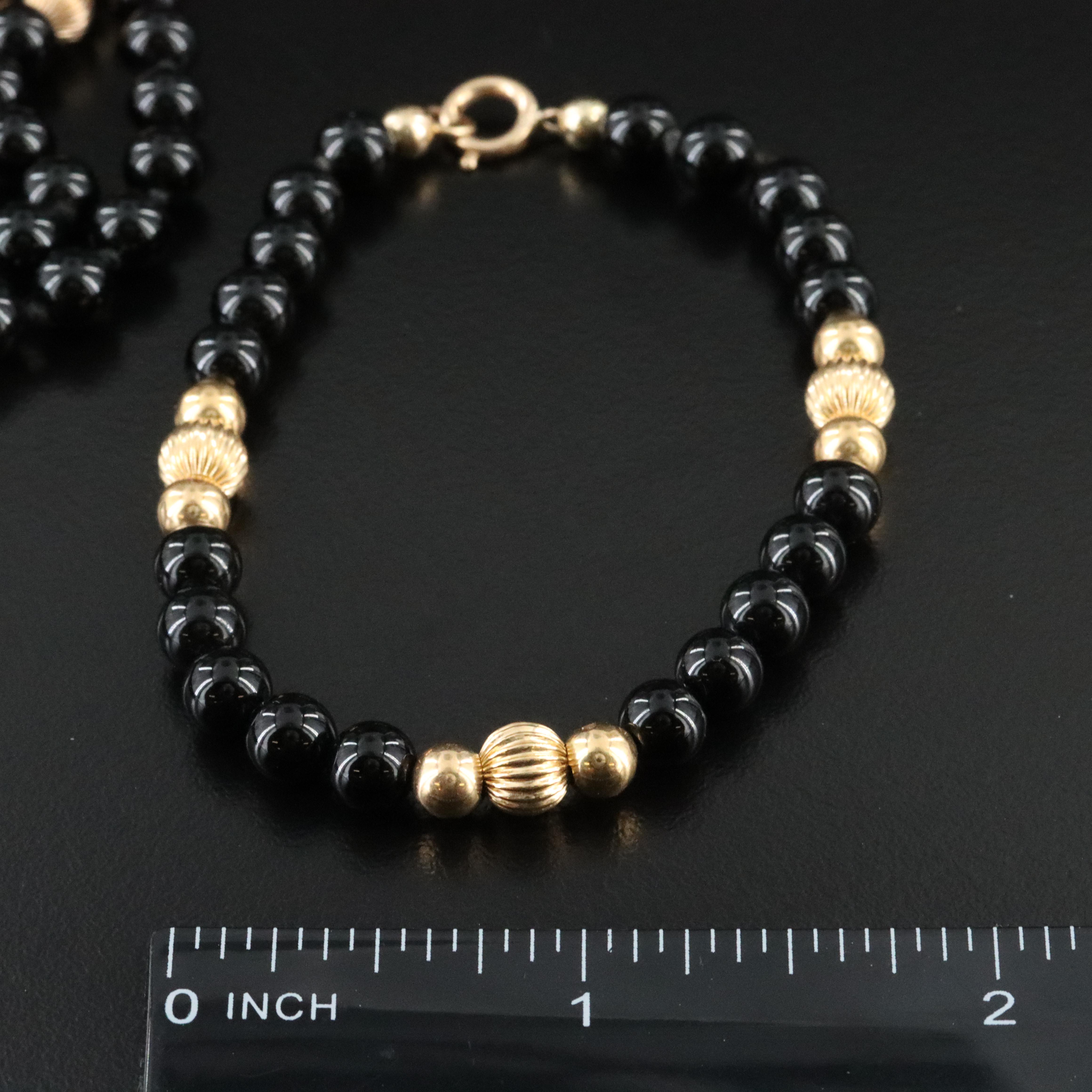 14K Black Onyx Bracelet and Endless Necklace