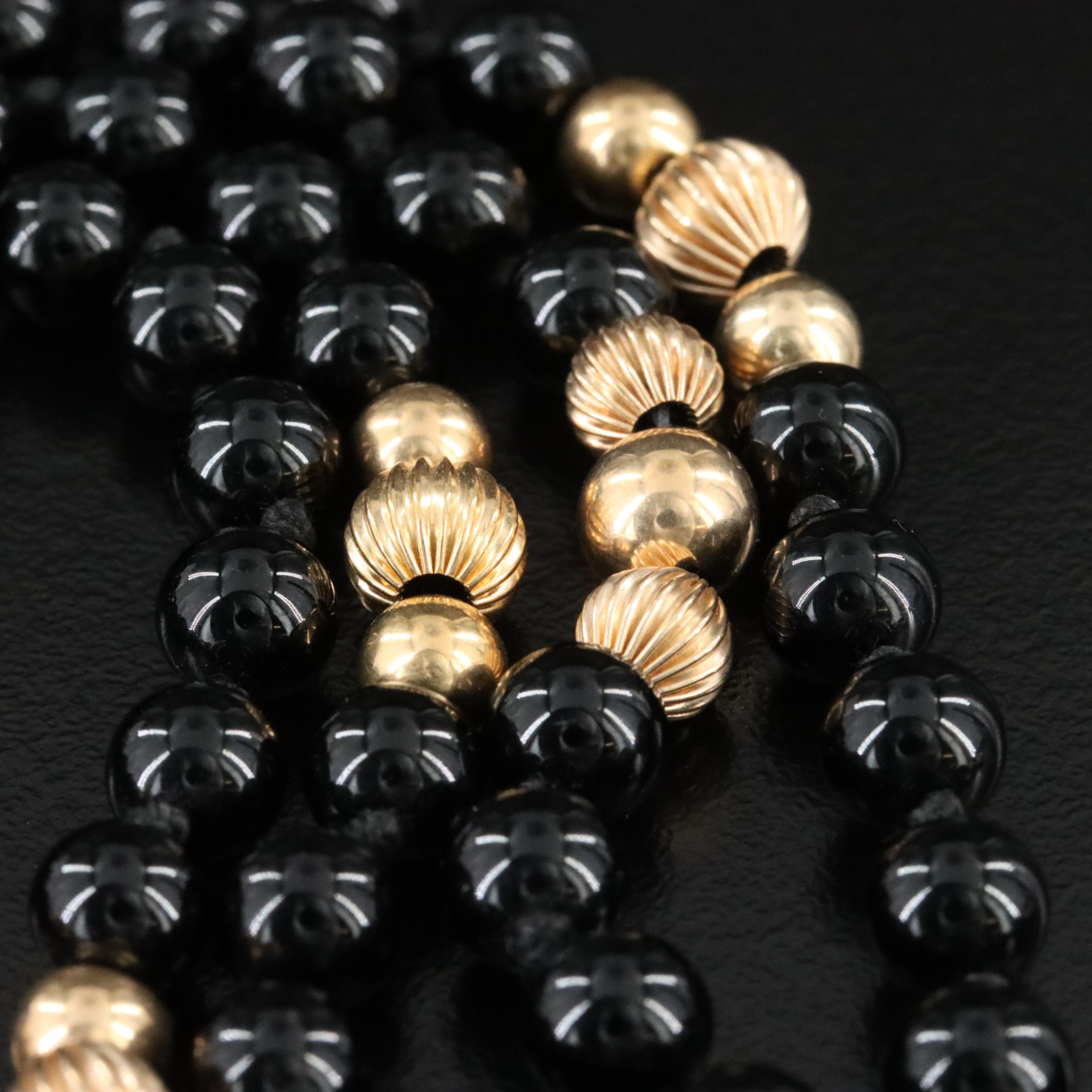 14K Black Onyx Bracelet and Endless Necklace