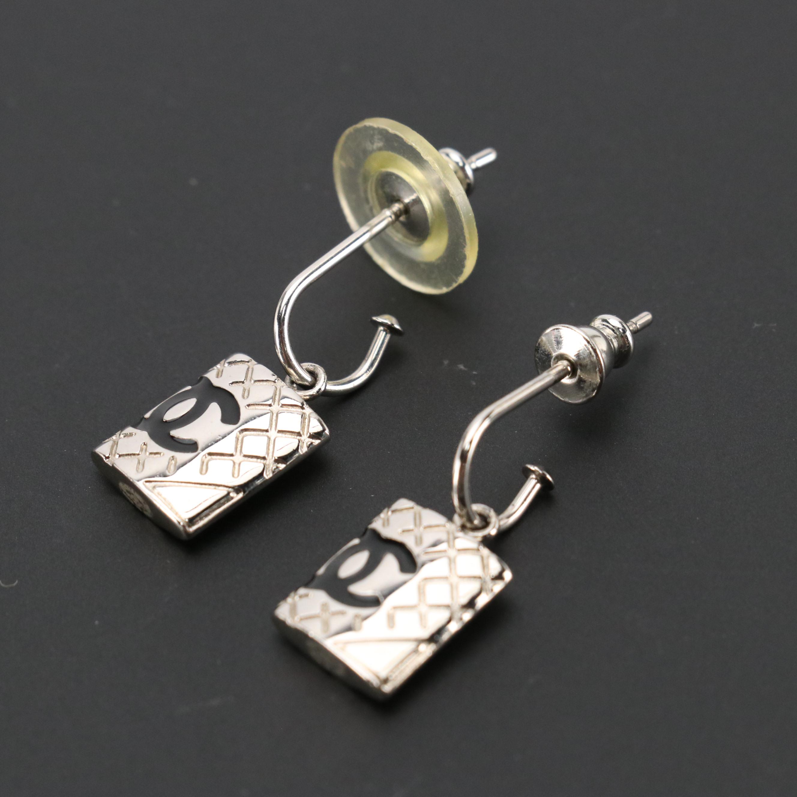Chanel Cambon Ligne Dangling Earrings in Box, 2000s