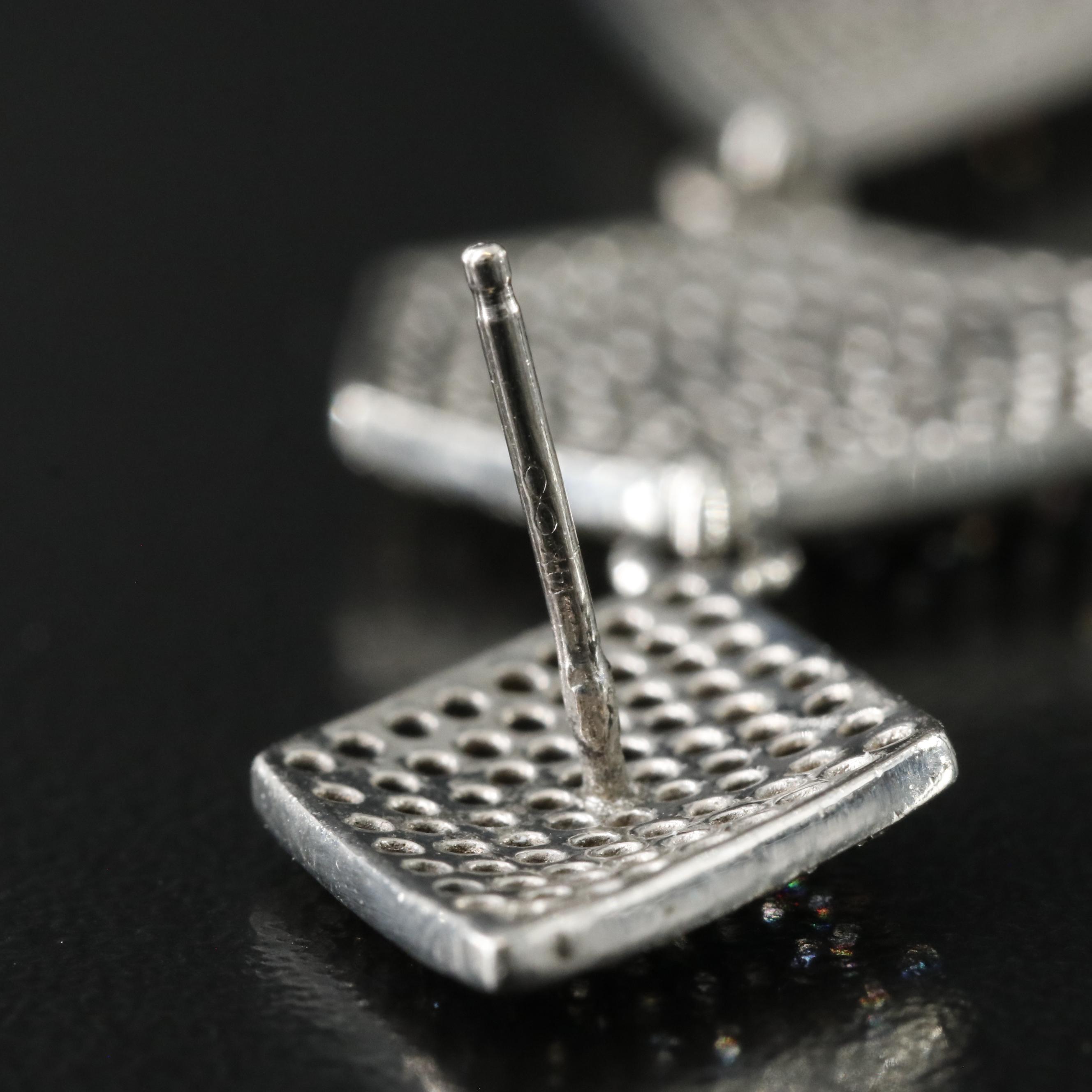 Sterling Pavé Diamond Geometrical Earrings Attributed to Sheryl Lowe