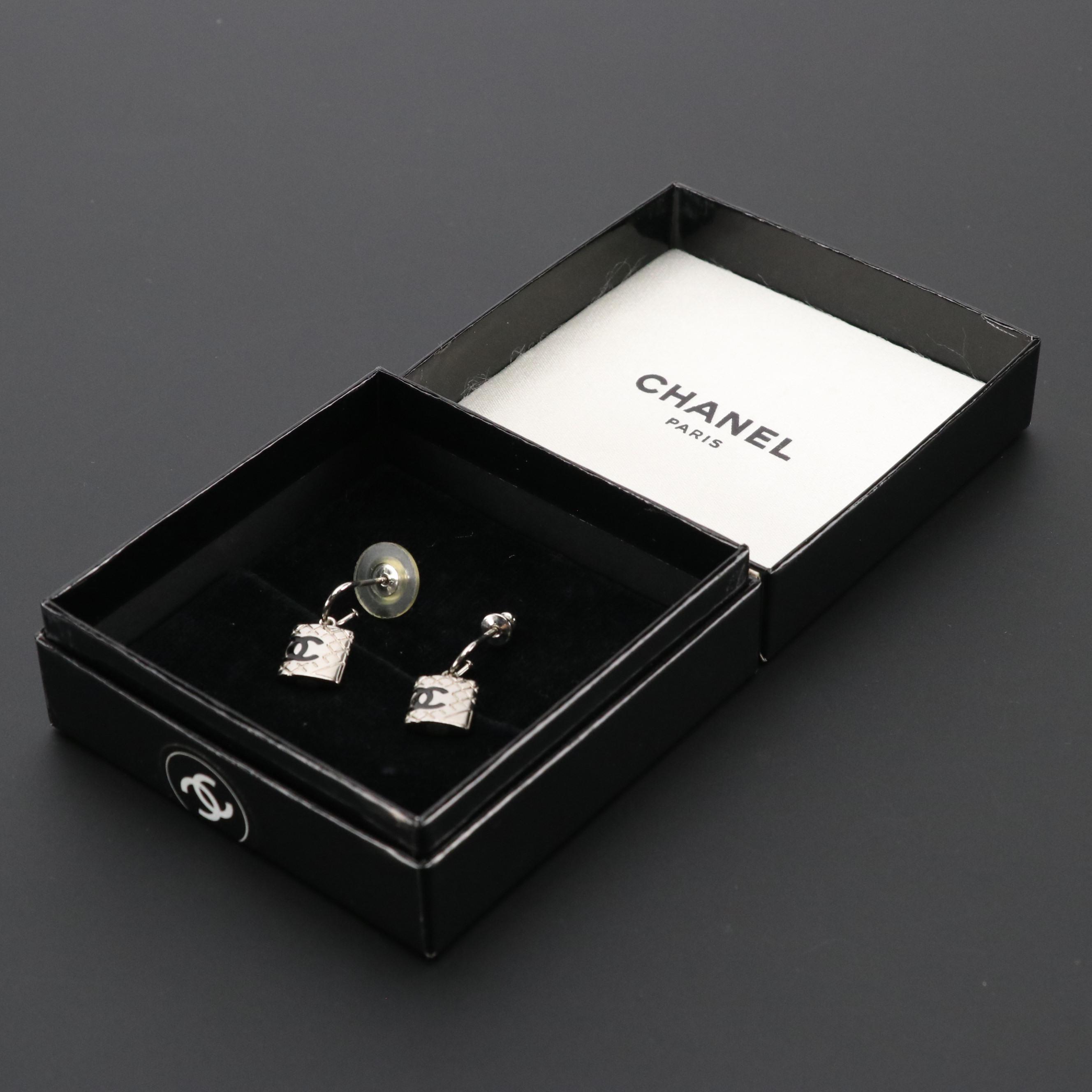 Chanel Cambon Ligne Dangling Earrings in Box, 2000s