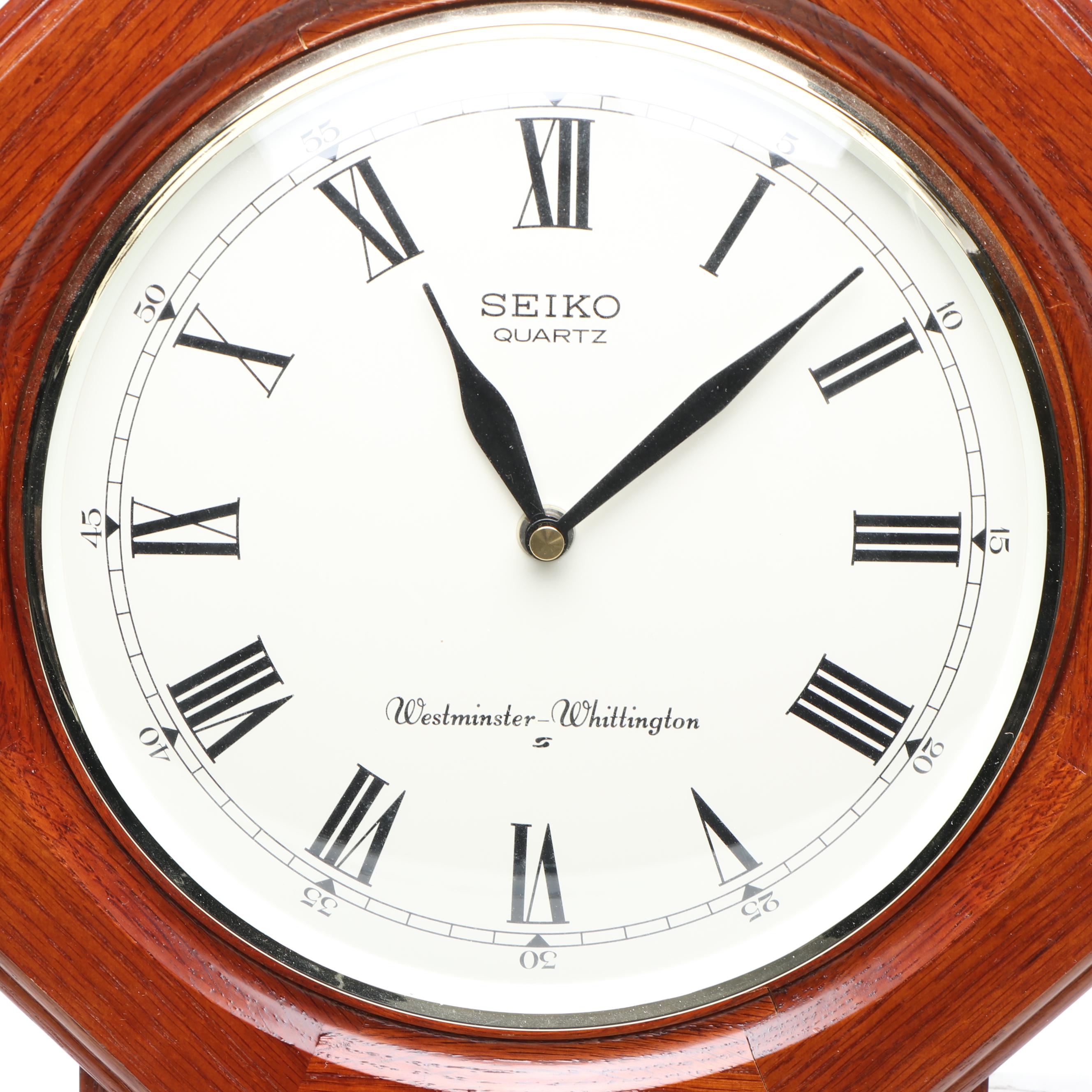 Seiko Octagon Wooden Wall Clock