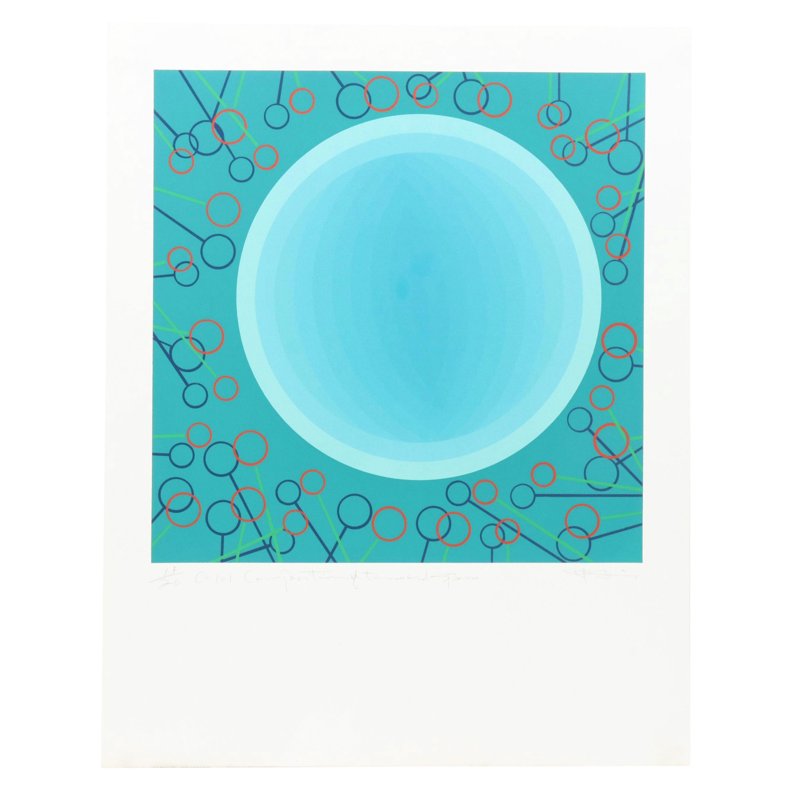 Nobuteru Shimotakahara Op Art Serigraph "Composition of Time and Space (C-101)"