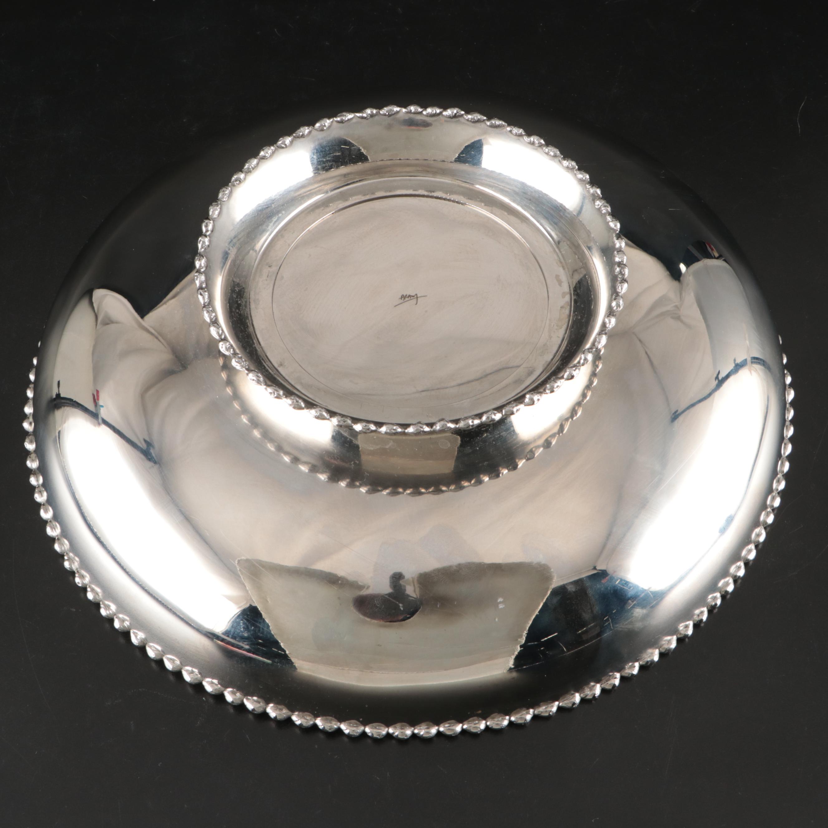 Michael Aram Beaded Rim Molten Metal Bowl and Serving Platters