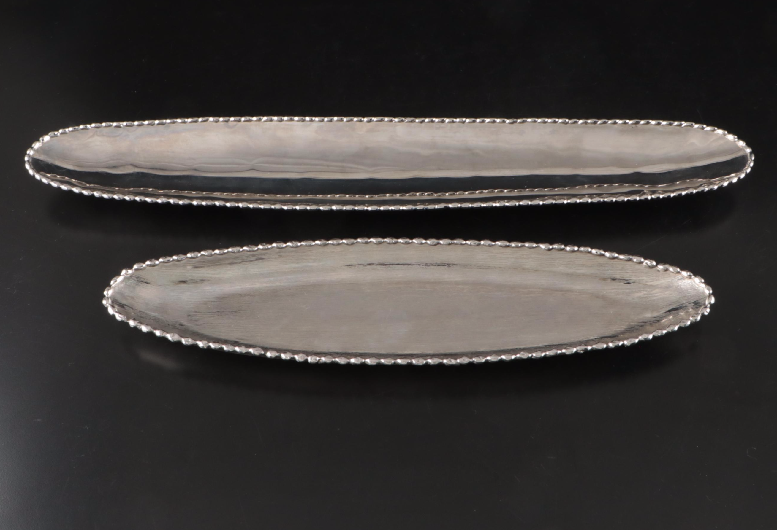 Michael Aram Beaded Rim Molten Metal Bowl and Serving Platters