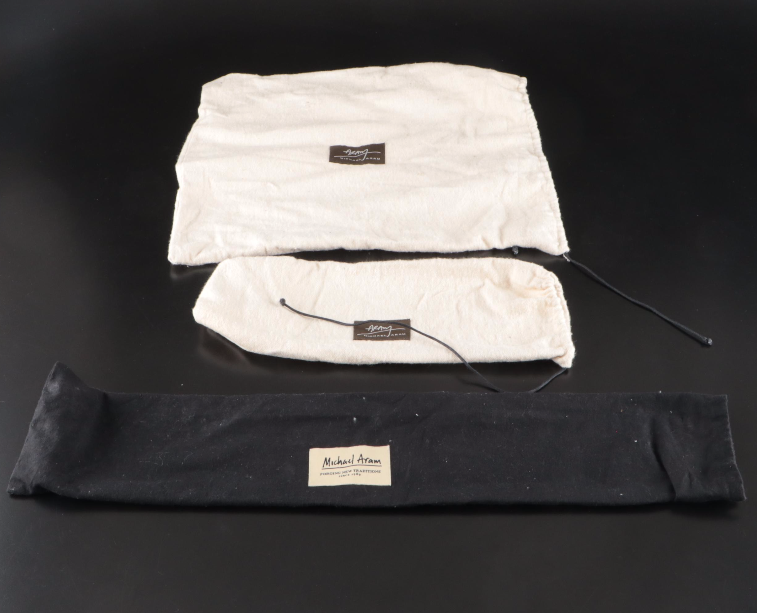 Michael Aram Beaded Rim Molten Metal Bowl and Serving Platters