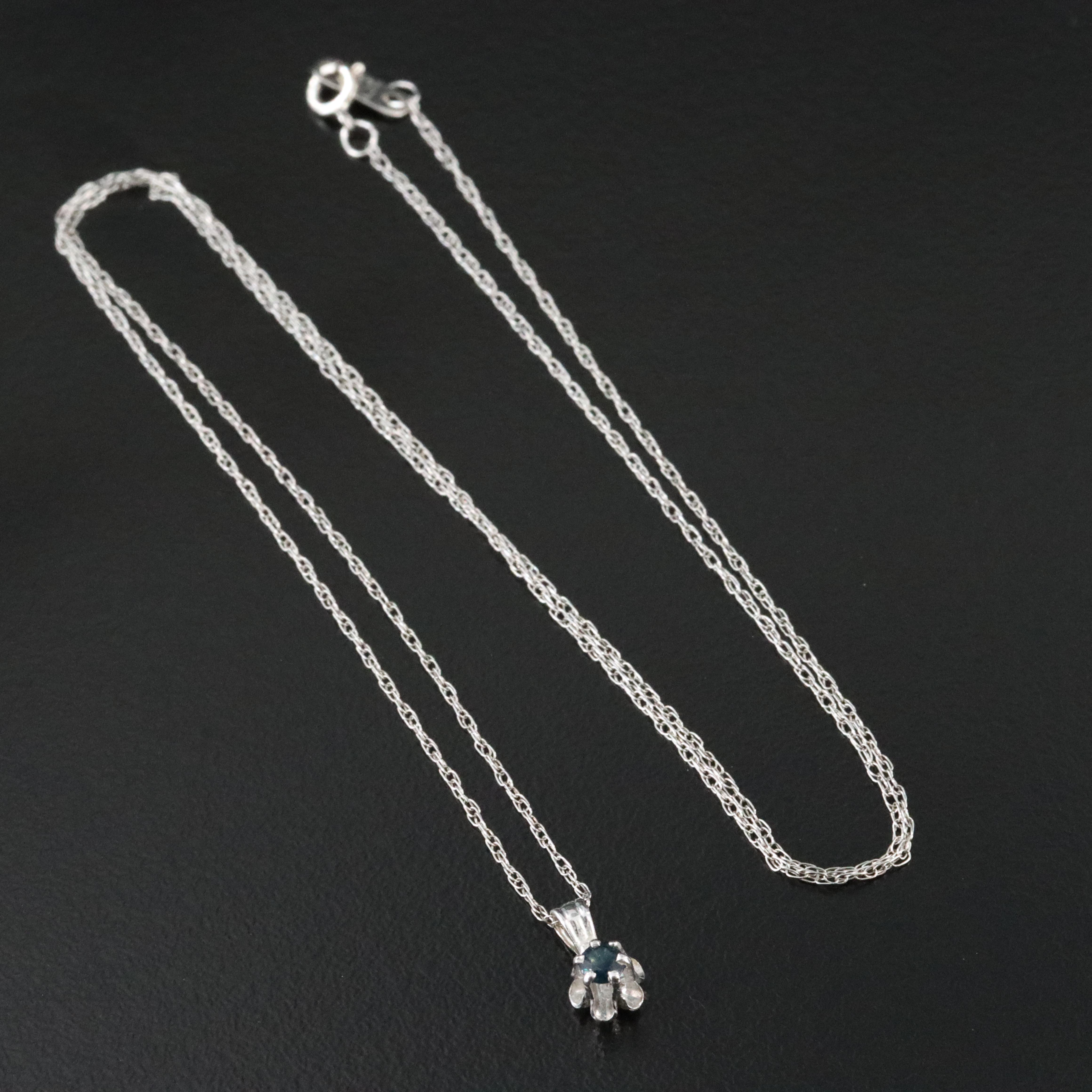 14K Sapphire Solitaire Pendant Necklace