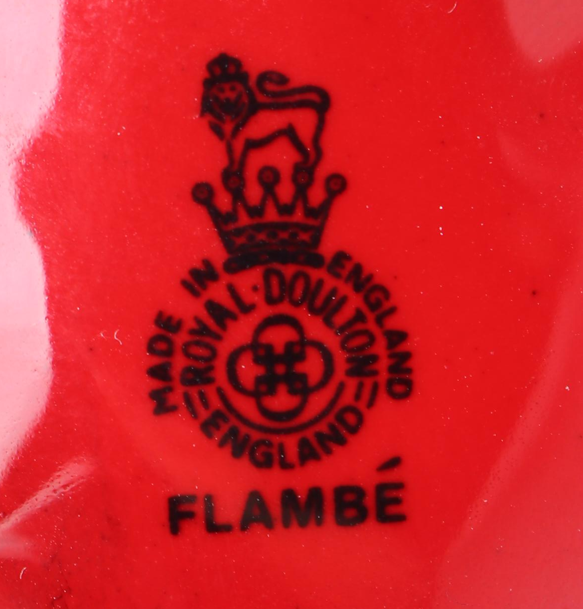 Royal Doulton "Flambé" Porcelain Elephants with Wood Stands