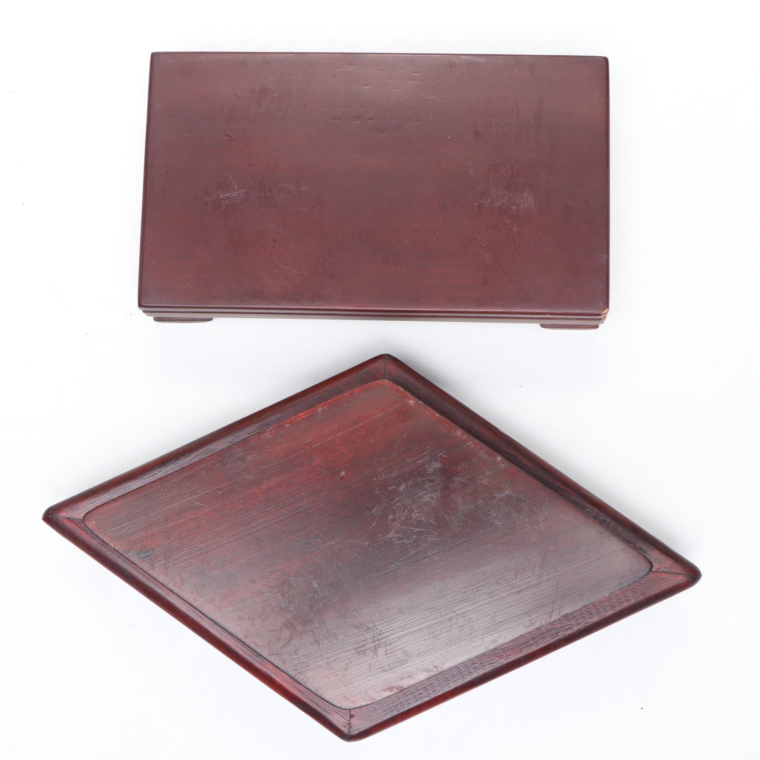 Royal Doulton "Flambé" Porcelain Elephants with Wood Stands