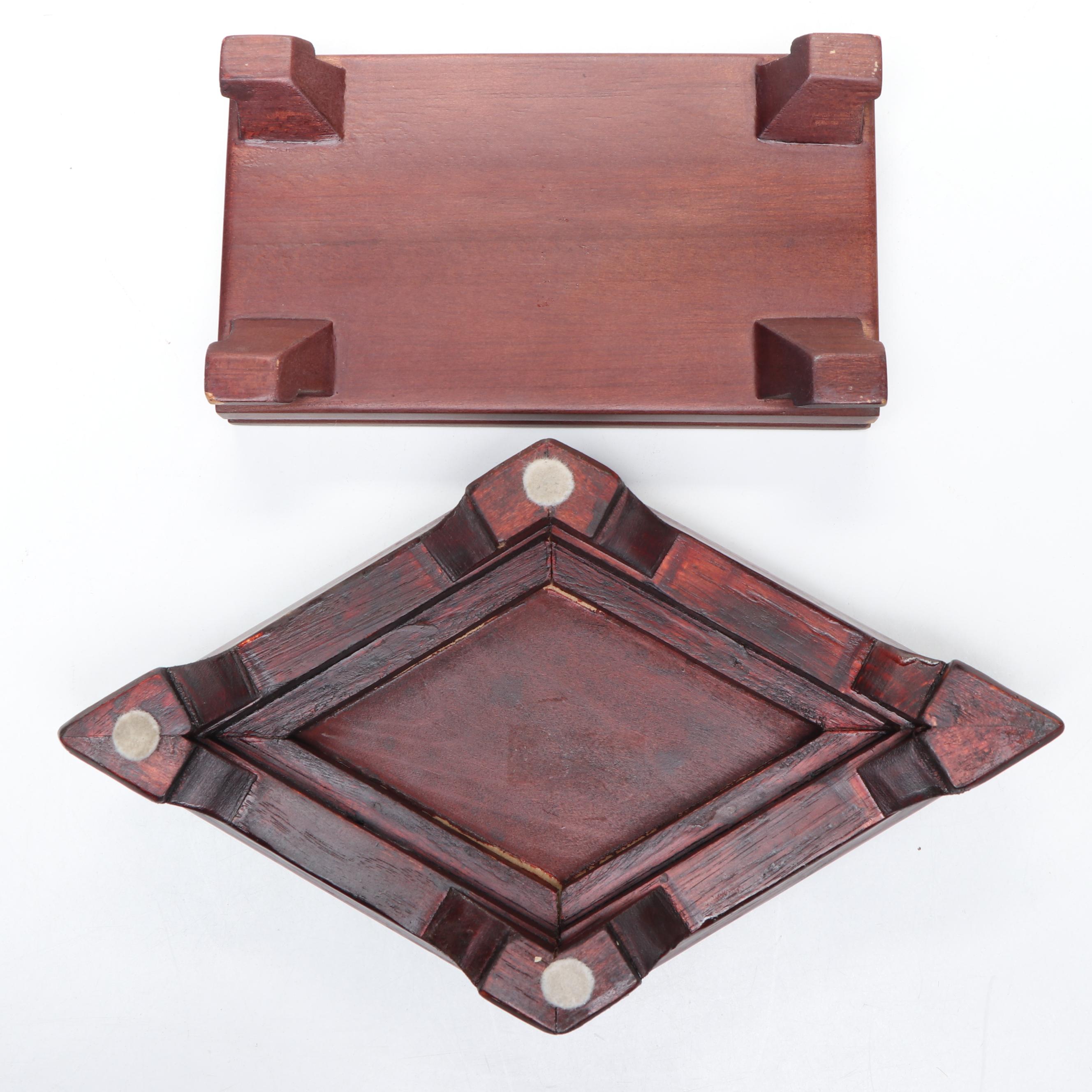 Royal Doulton "Flambé" Porcelain Elephants with Wood Stands