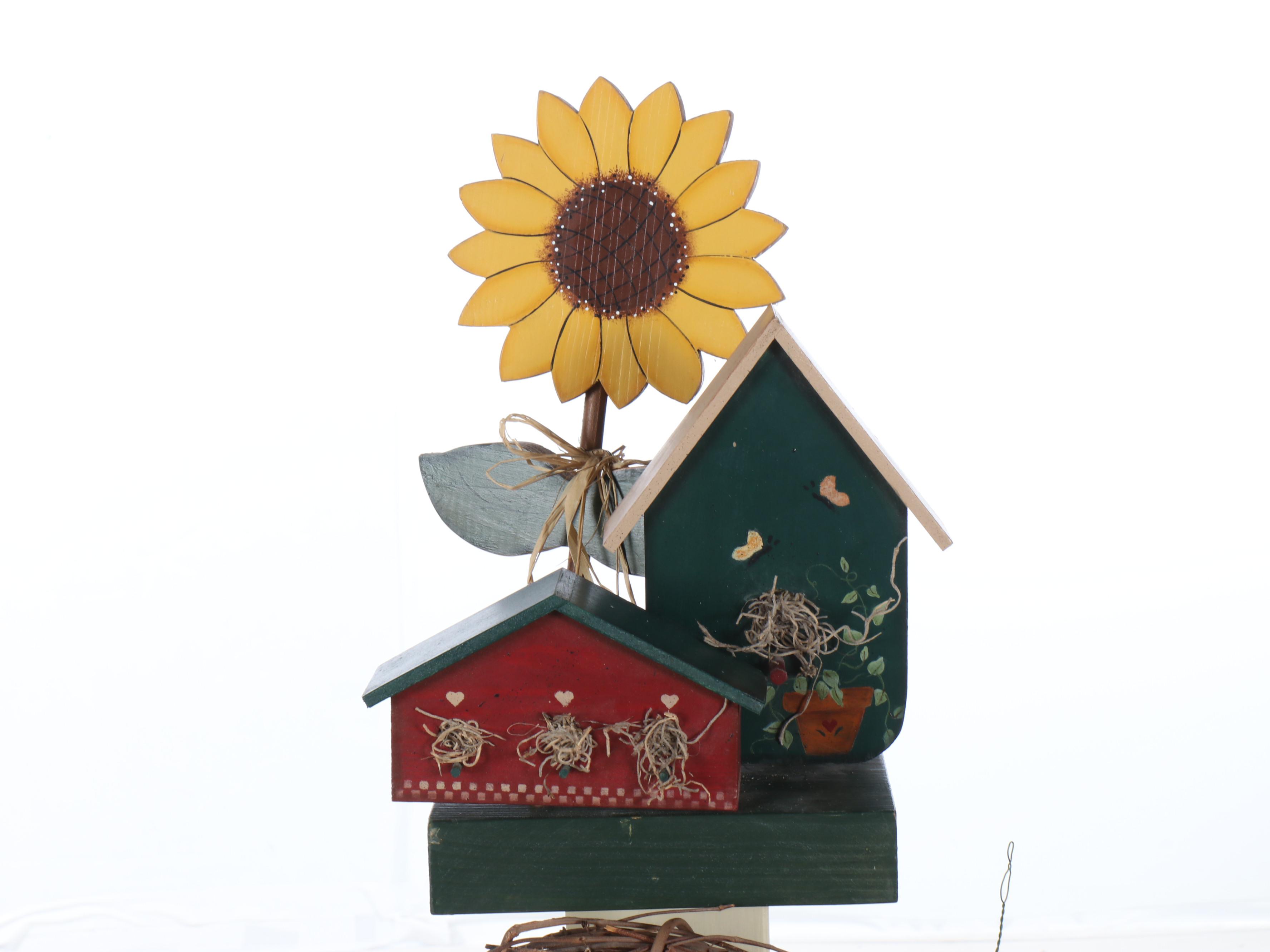 Polychrome Decorated "Welcome" Decoration with Grapevine Wreaths and More Décor