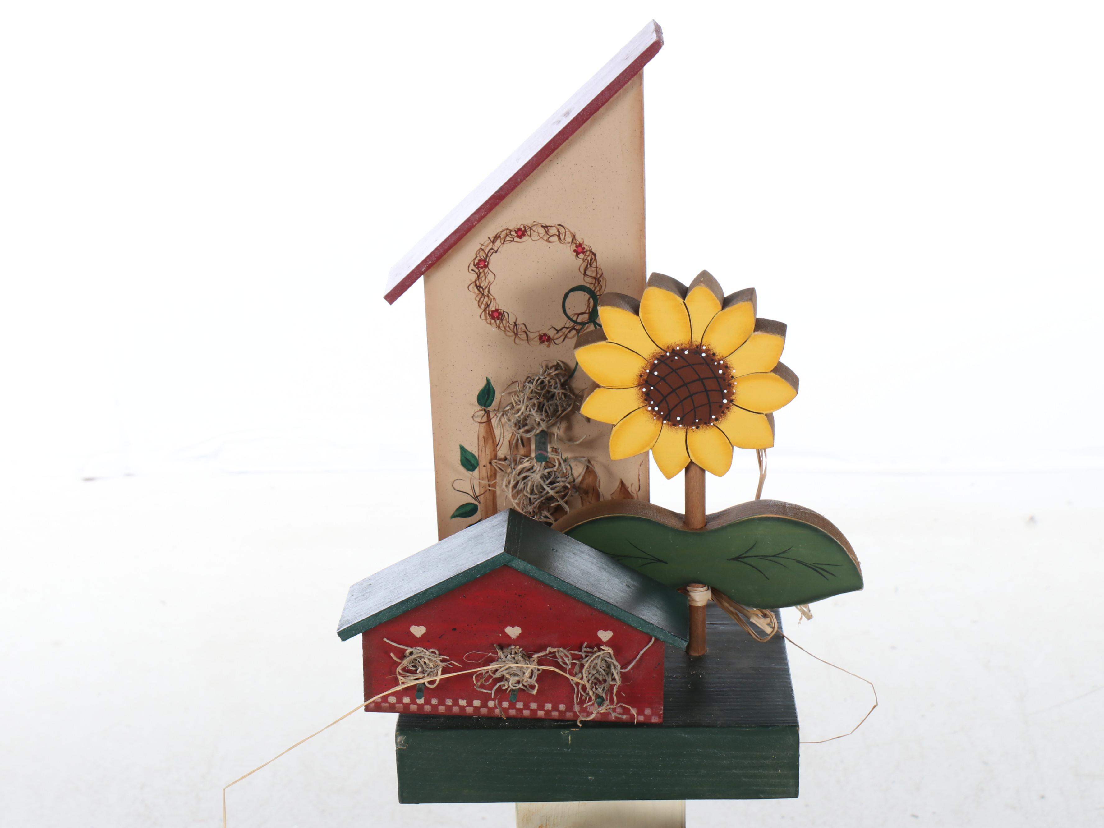 Polychrome Decorated "Welcome" Decoration with Grapevine Wreaths and More Décor