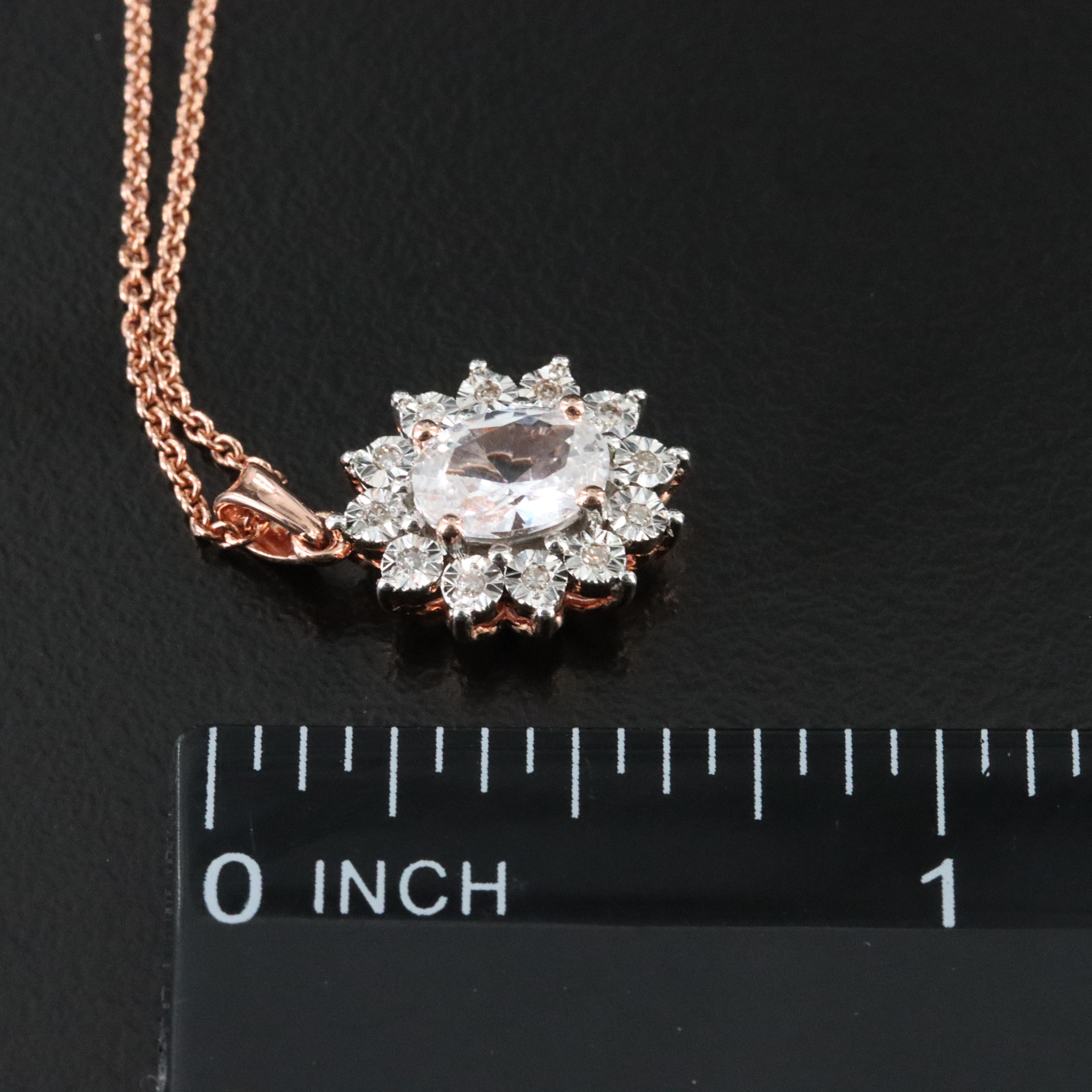 Sterling White Sapphire and Diamond Pendant Necklace