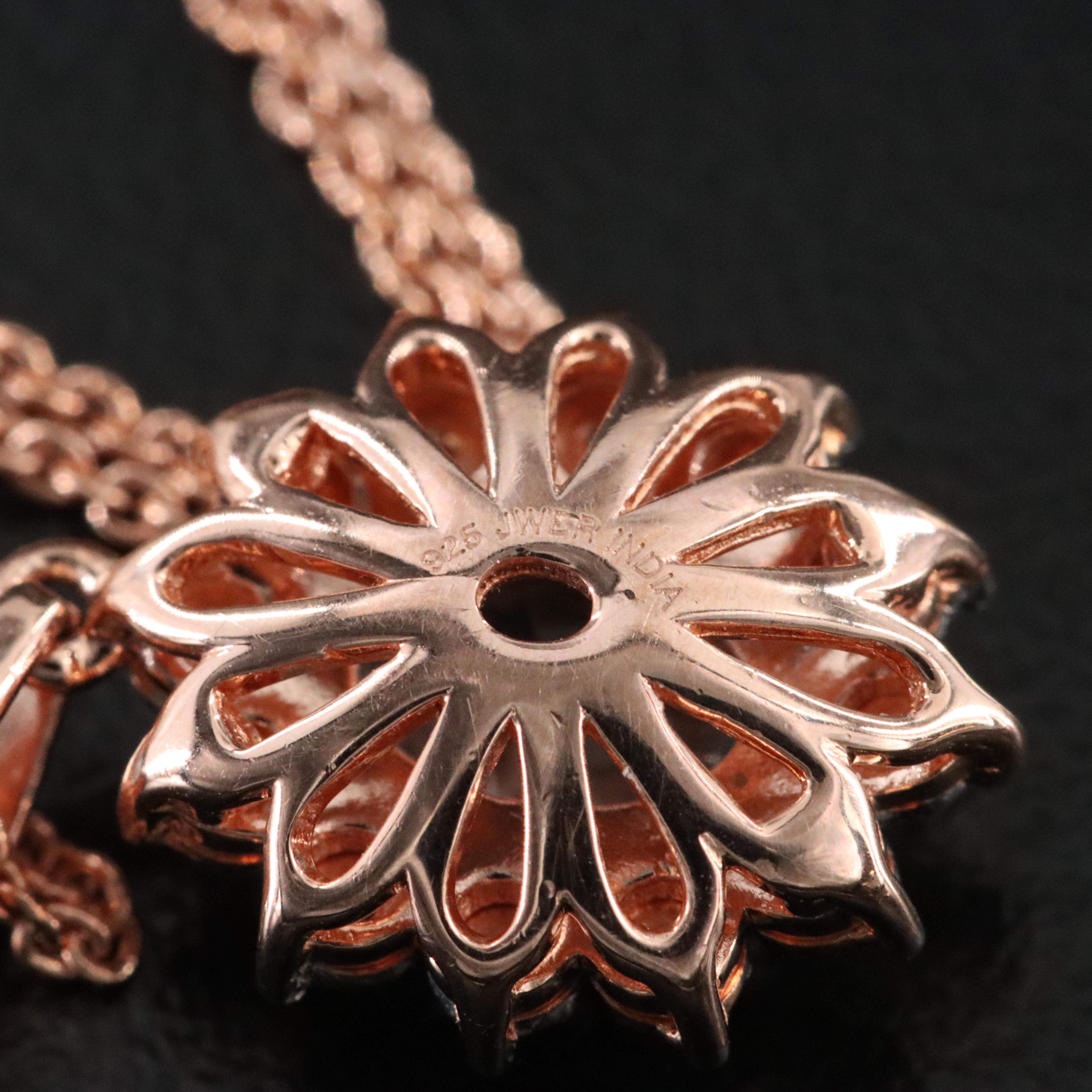 Sterling White Sapphire and Diamond Pendant Necklace