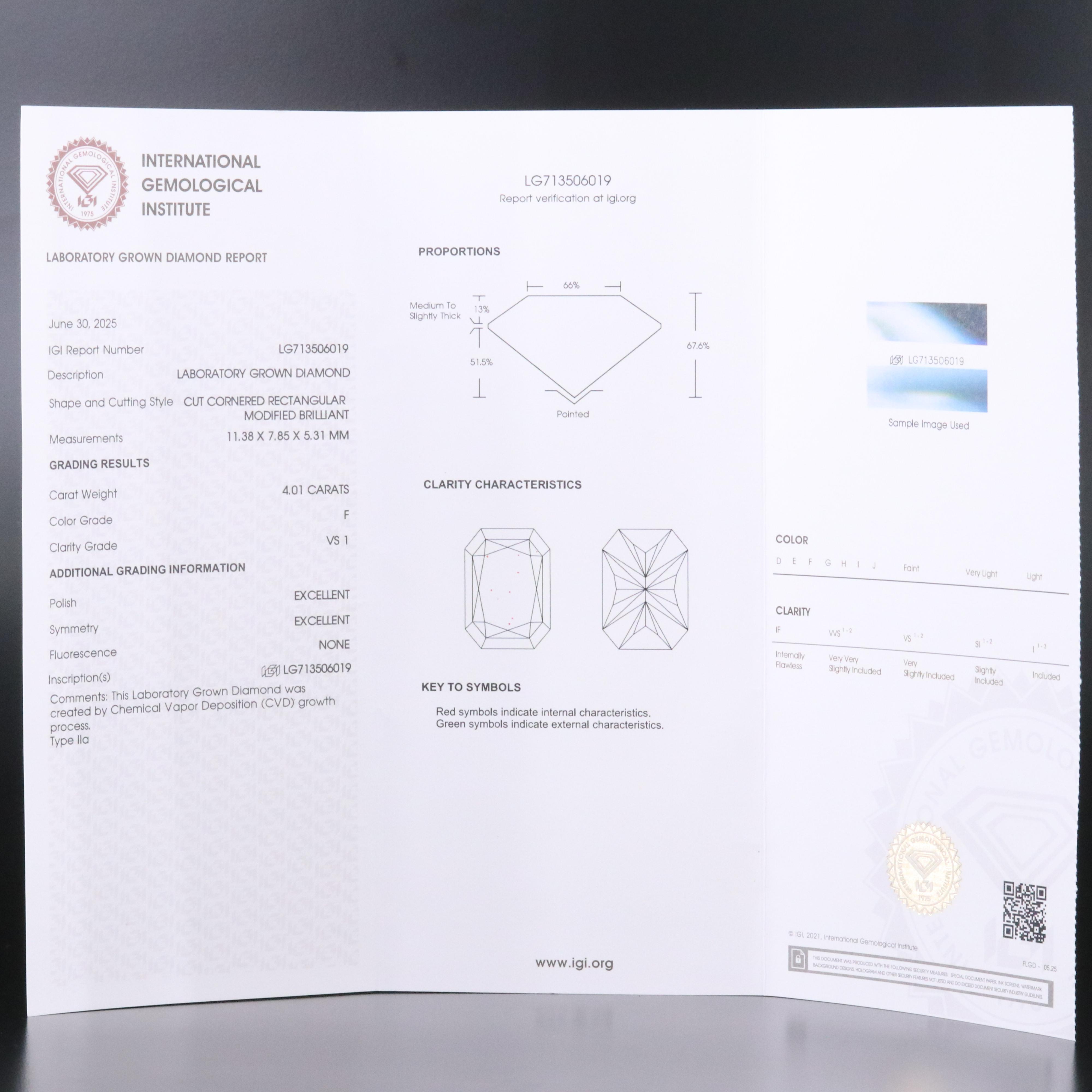 14K 4.01 CT Lab Grown Diamond Solitaire Ring with IGI Report