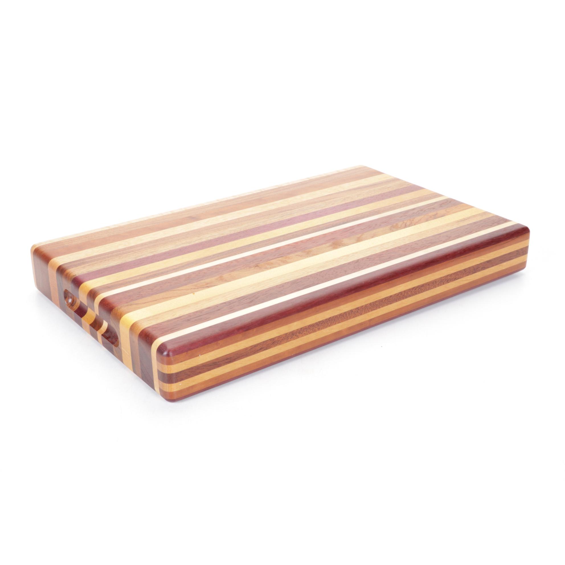 Handcrafted Layered Wood Cutting Board and Napkin Holder