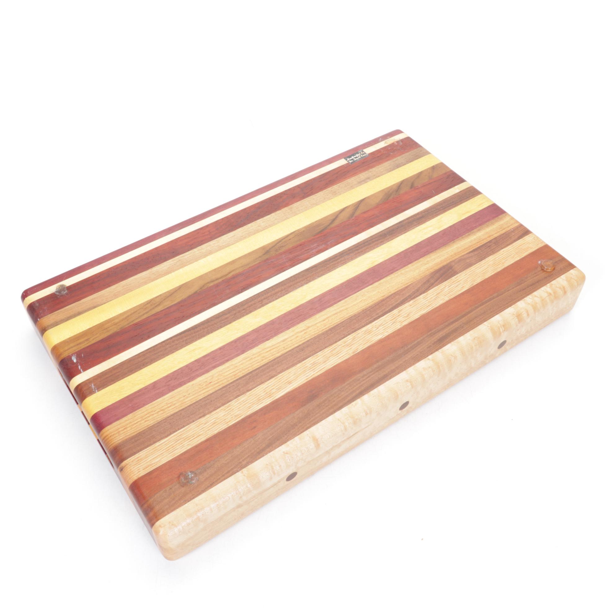 Handcrafted Layered Wood Cutting Board and Napkin Holder
