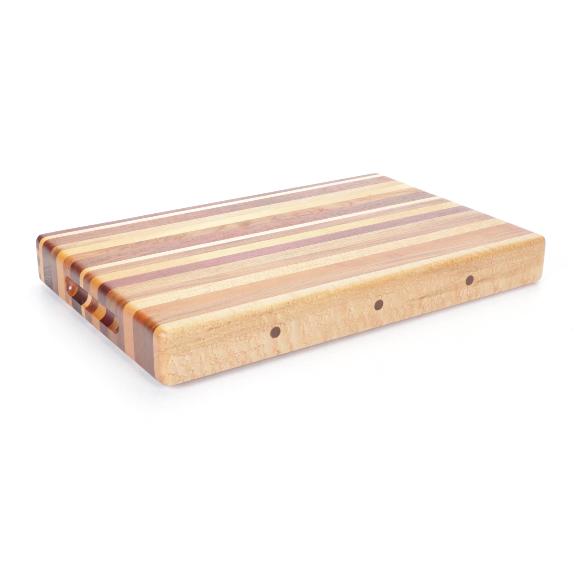 Handcrafted Layered Wood Cutting Board and Napkin Holder