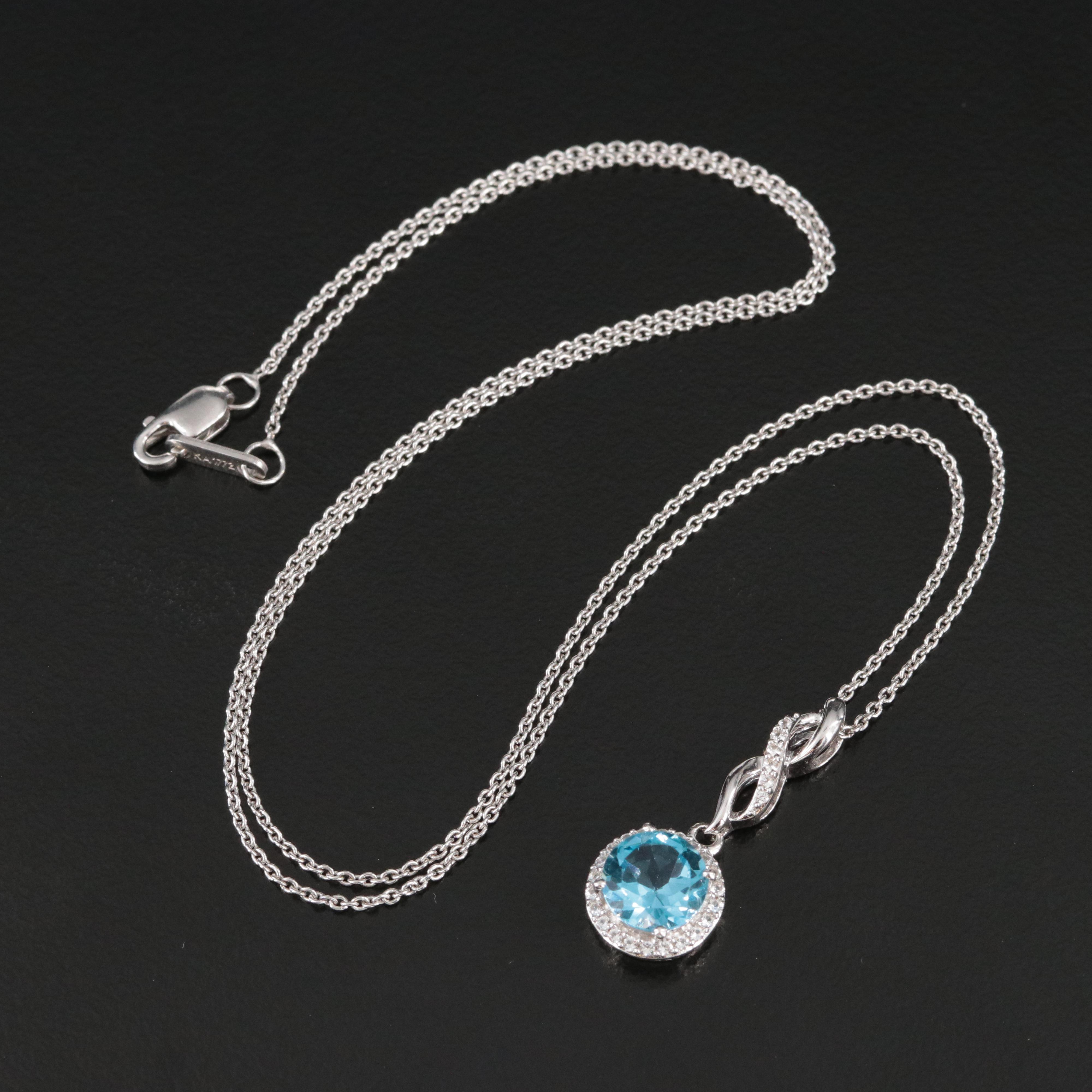 Sterling Topaz and White Sapphire Pendant Necklace