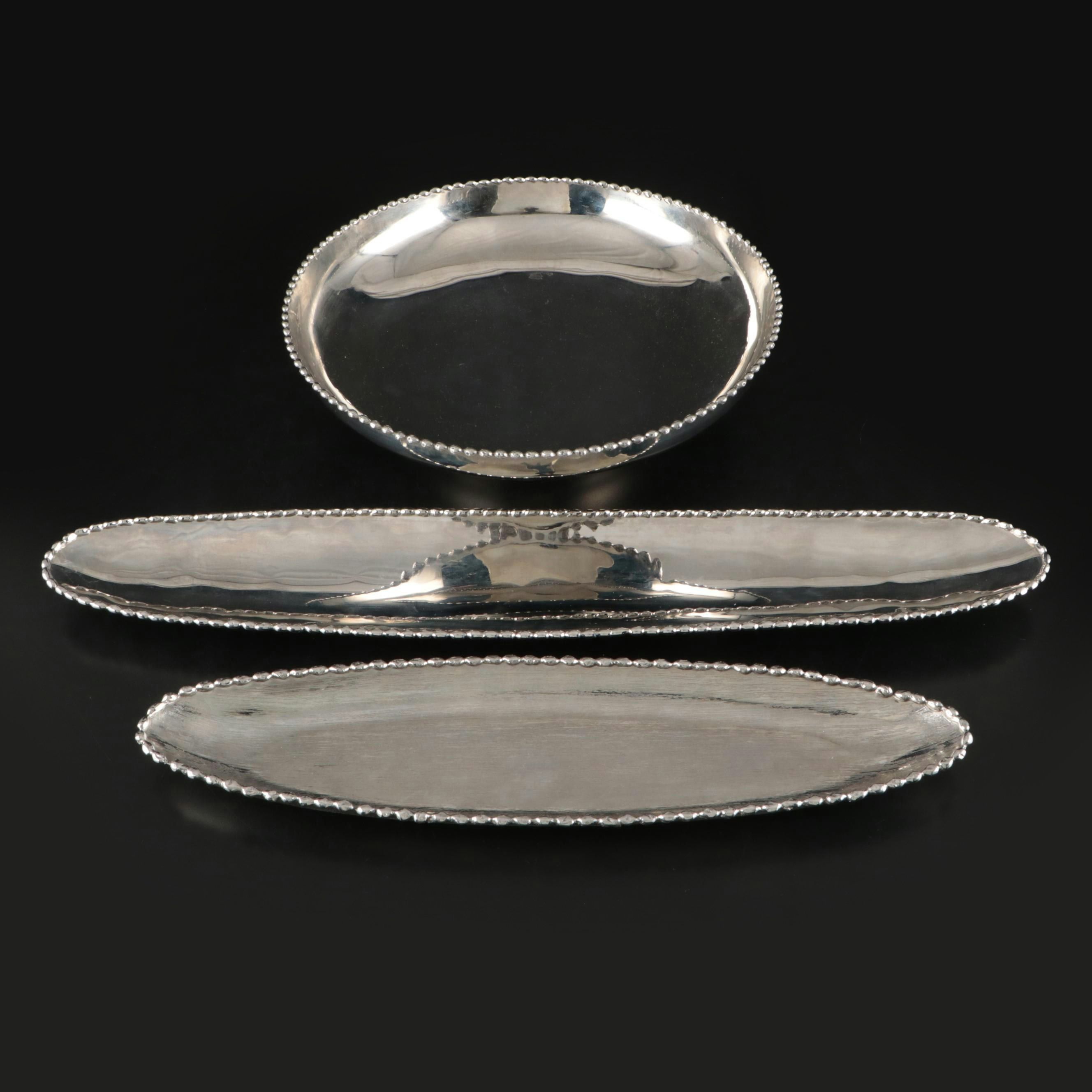 Michael Aram Beaded Rim Molten Metal Bowl and Serving Platters
