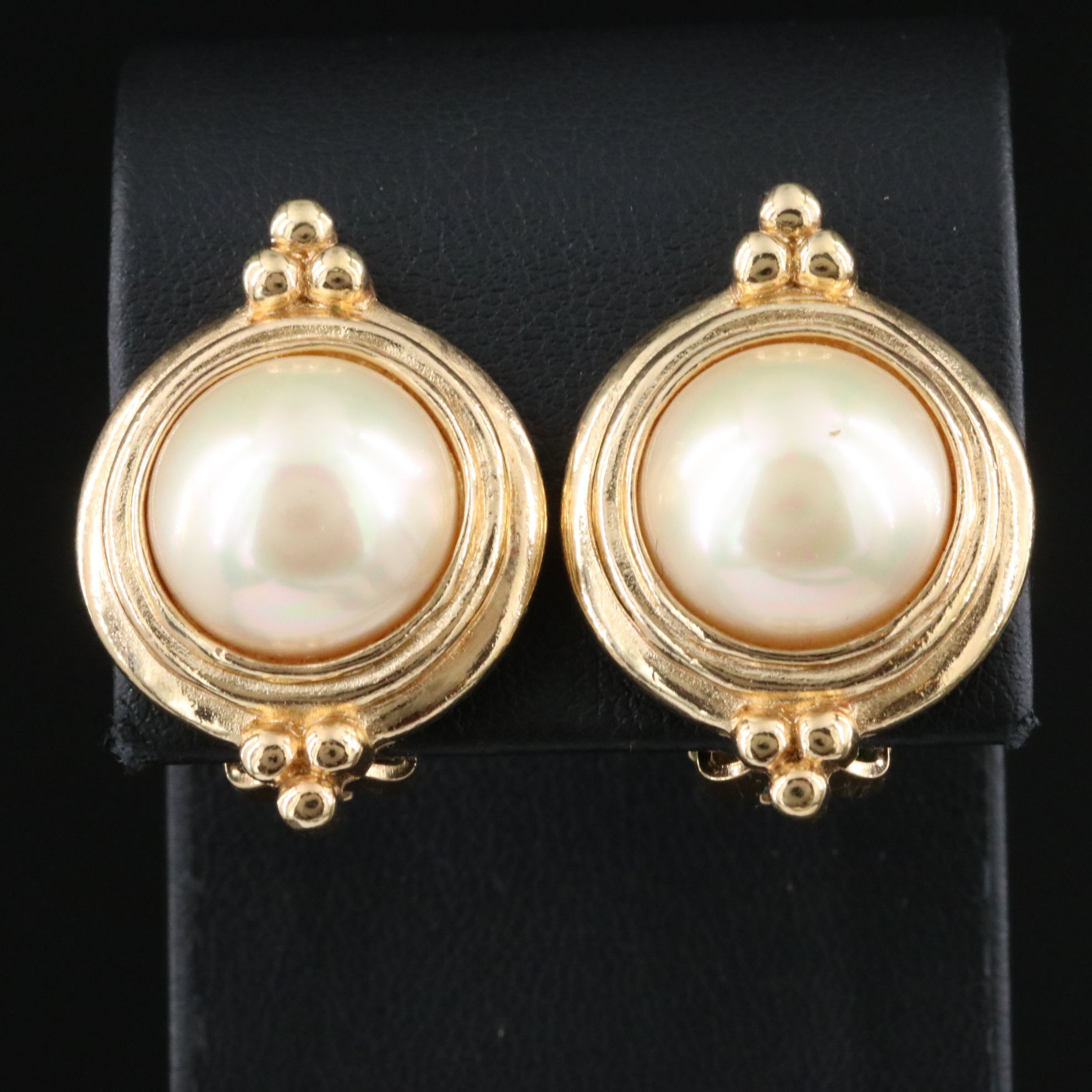 Christian Dior Faux Pearl Clip Earrings