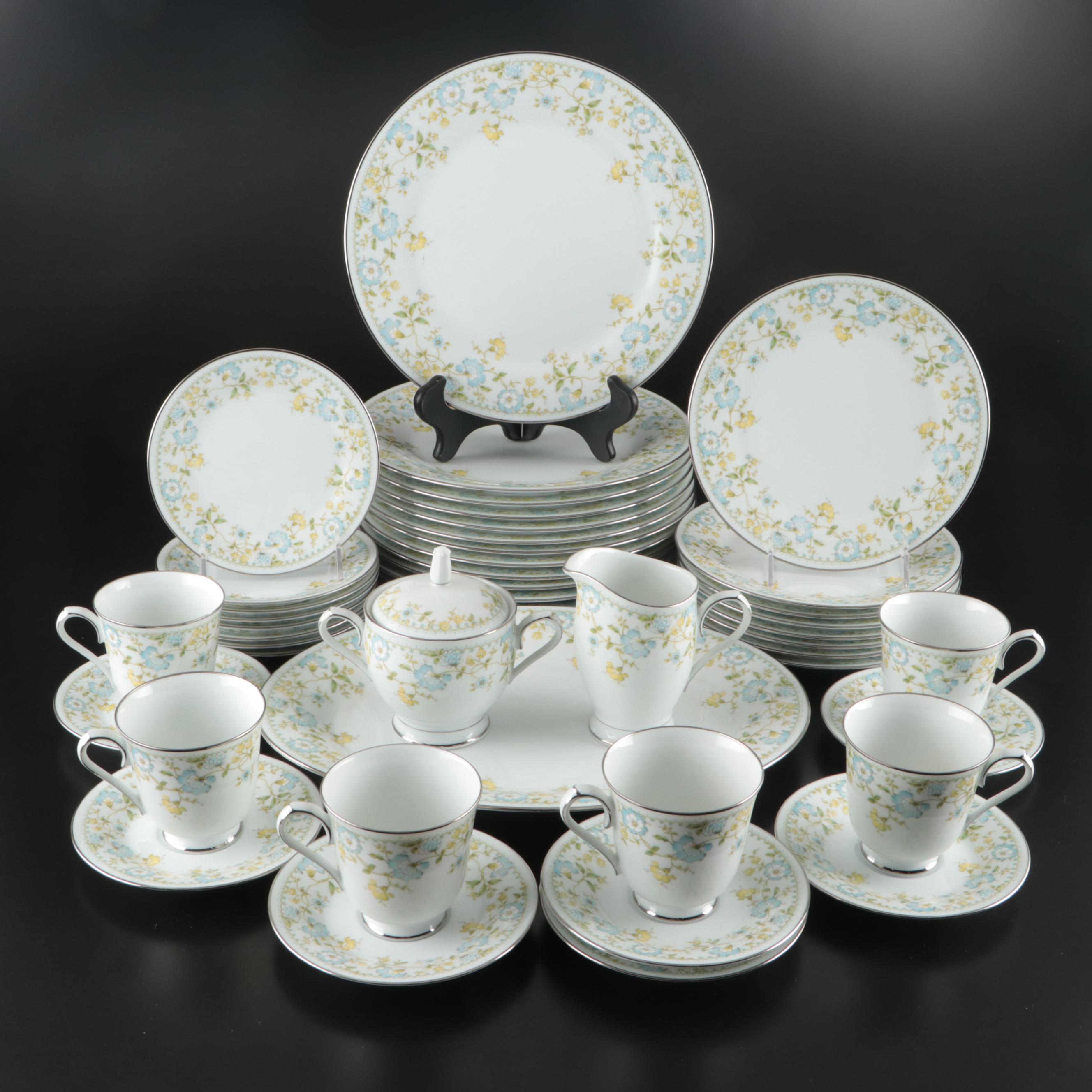 Noritake "Flourish" Porcelain Dinnerware and Serving Pieces, 1975–1984