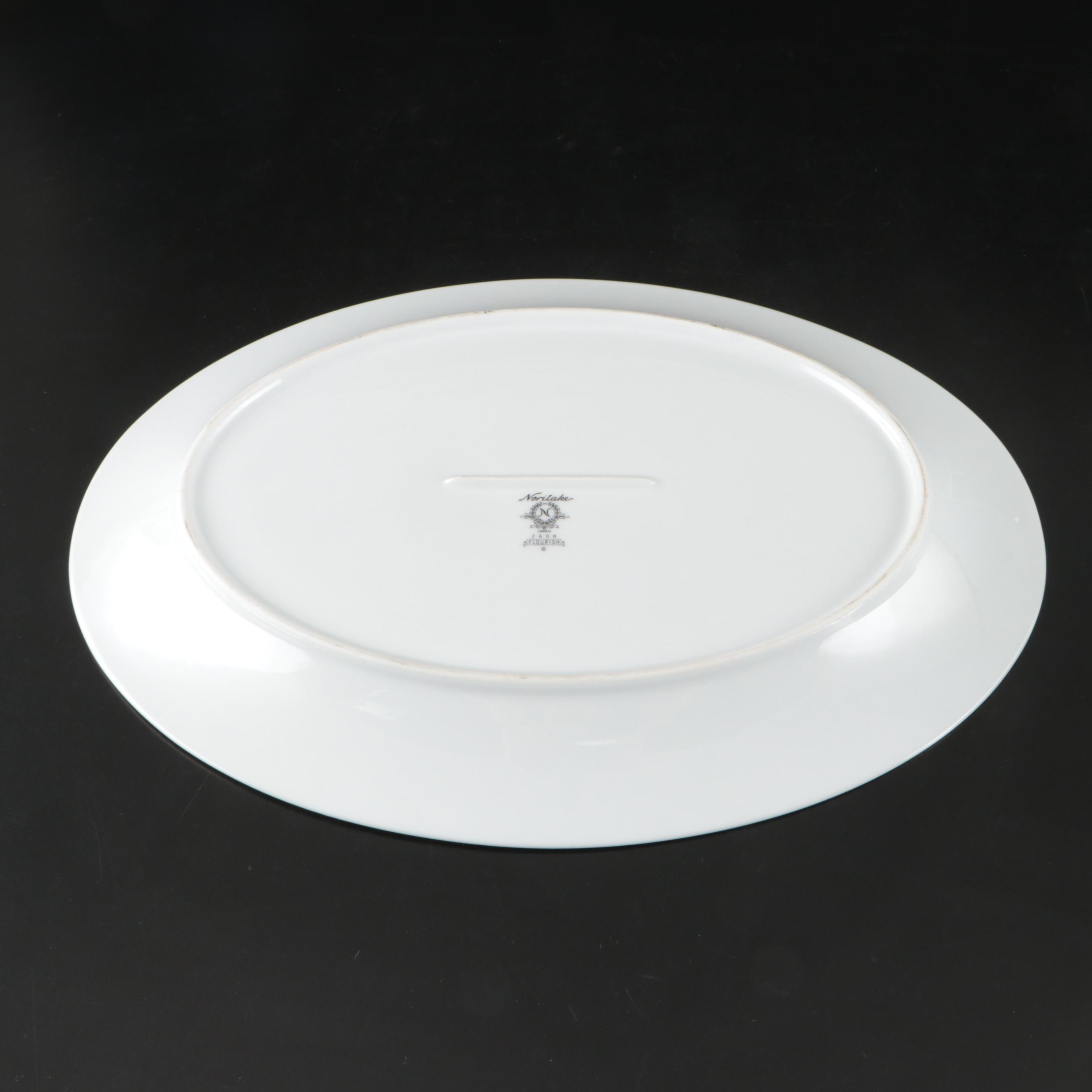 Noritake "Flourish" Porcelain Dinnerware and Serving Pieces, 1975–1984