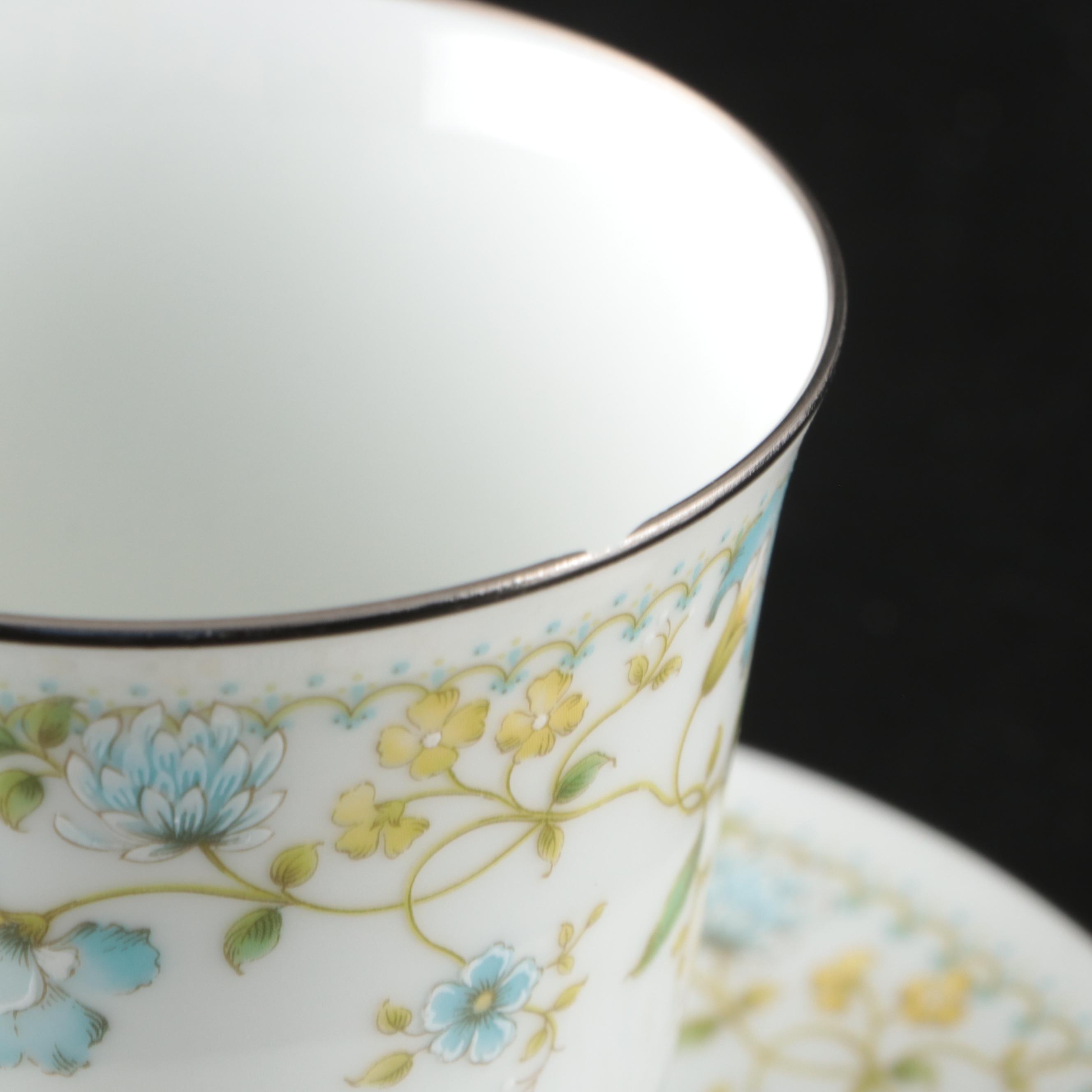 Noritake "Flourish" Porcelain Dinnerware and Serving Pieces, 1975–1984