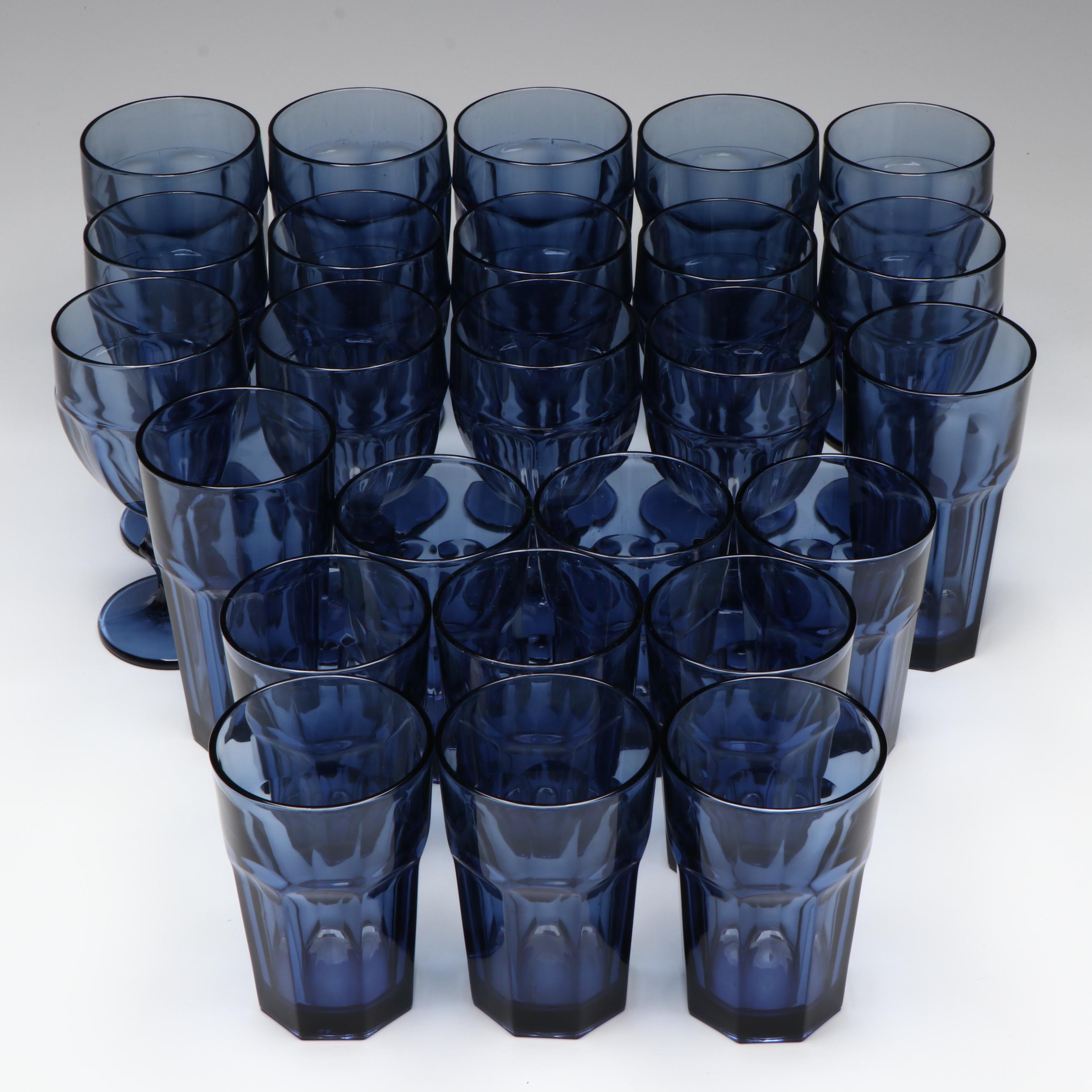 Libbey Glass "Gilbraltar" Dusky Blue Goblets, Coolers and Iced Tea Glasses