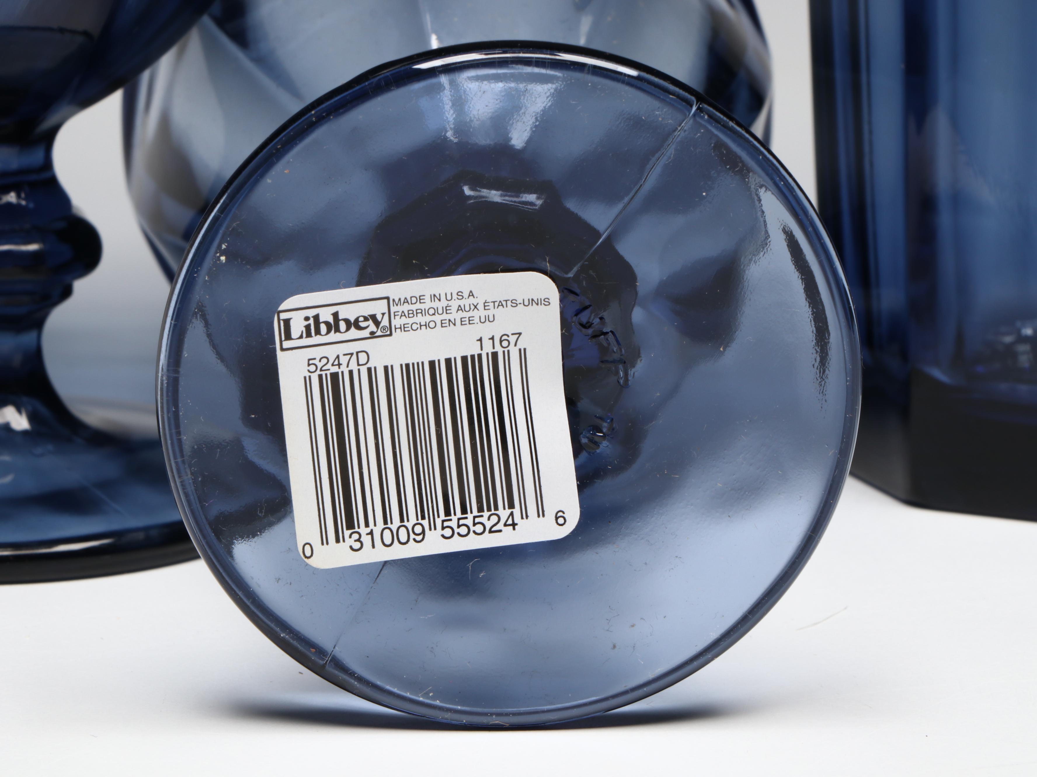 Libbey Glass "Gilbraltar" Dusky Blue Goblets, Coolers and Iced Tea Glasses