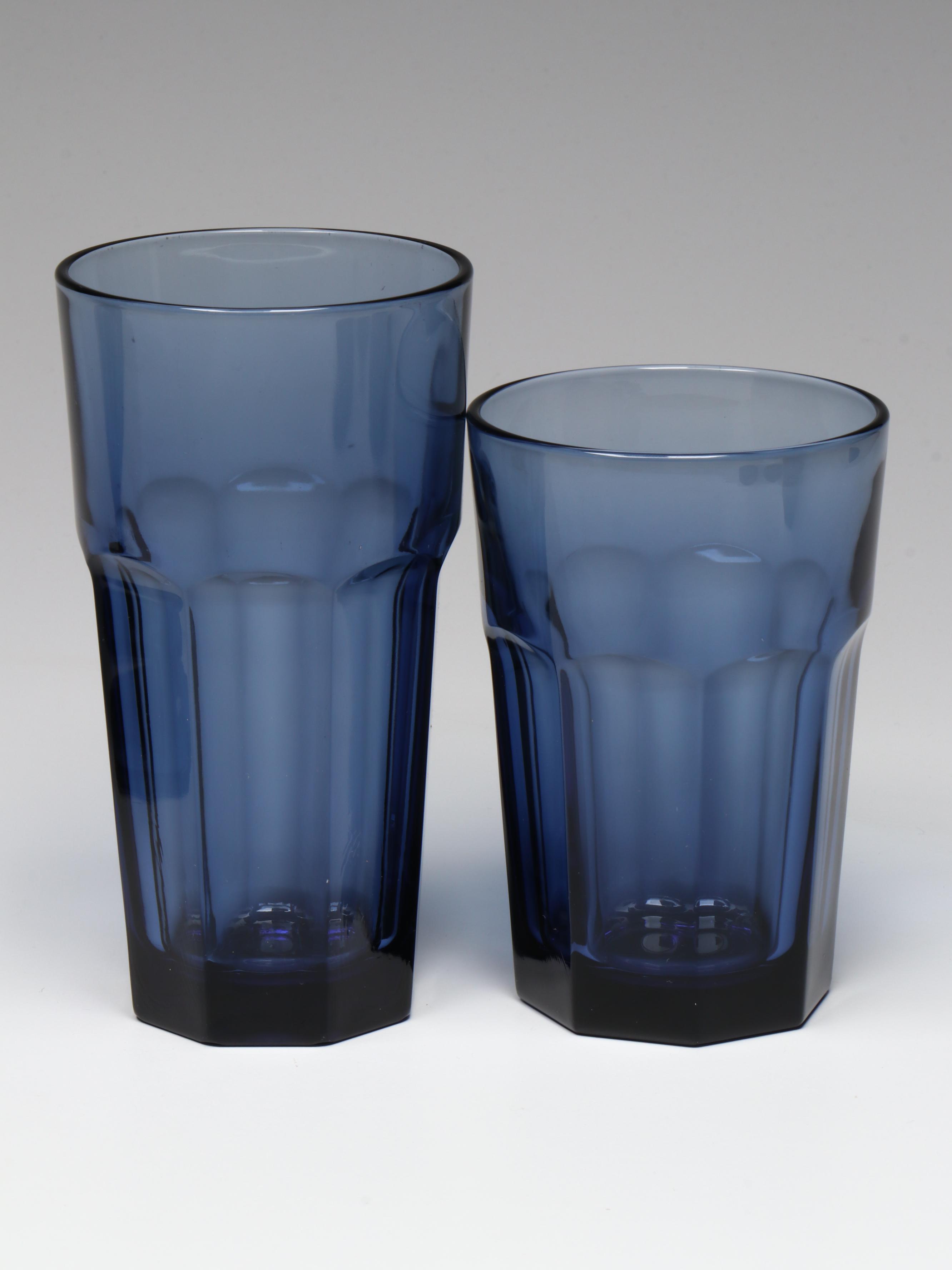 Libbey Glass "Gilbraltar" Dusky Blue Goblets, Coolers and Iced Tea Glasses