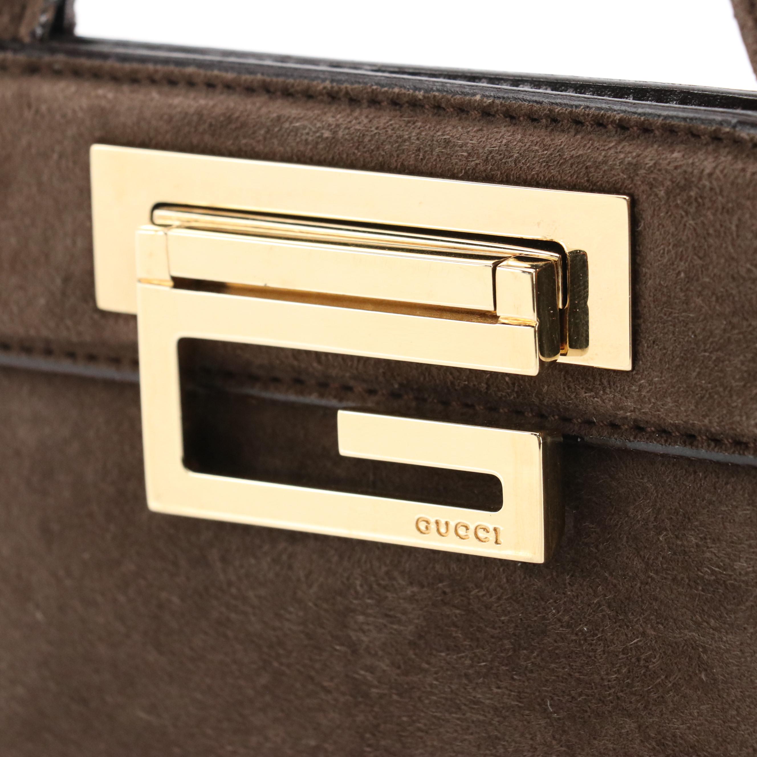 Gucci Brown Suede Mini Handbag with G Closure