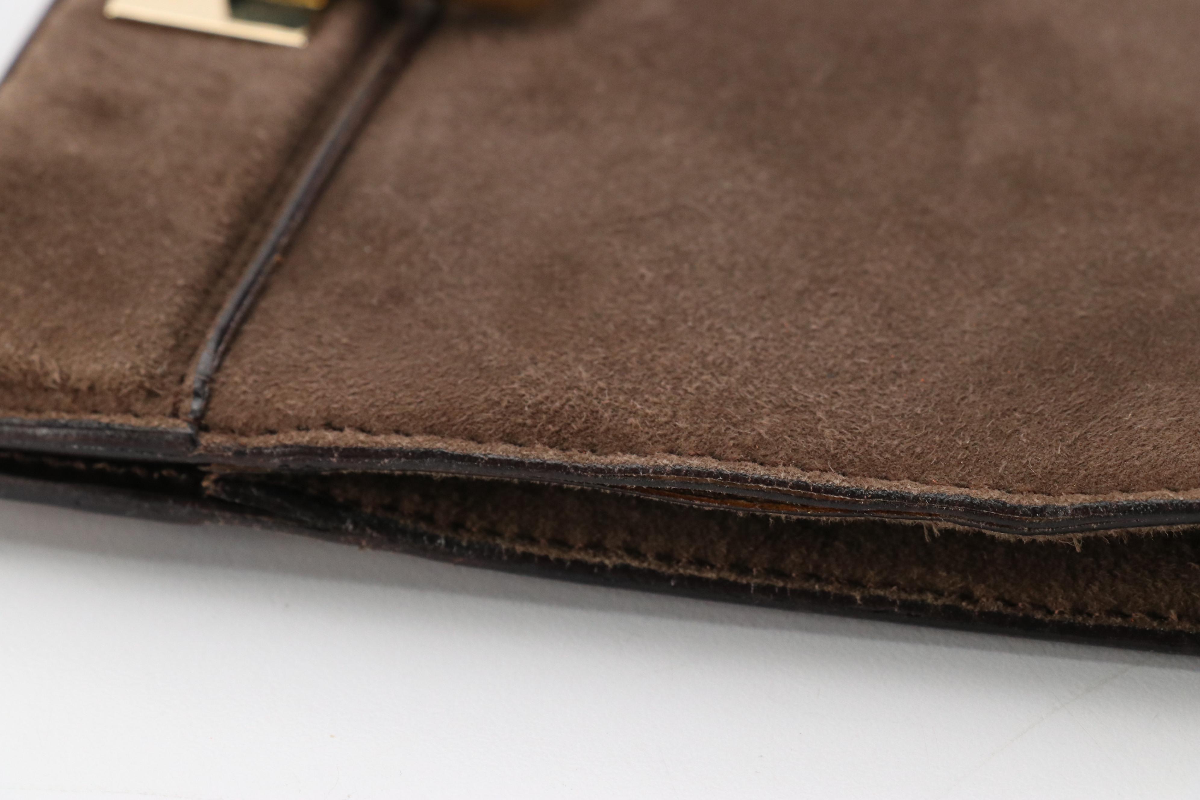 Gucci Brown Suede Mini Handbag with G Closure