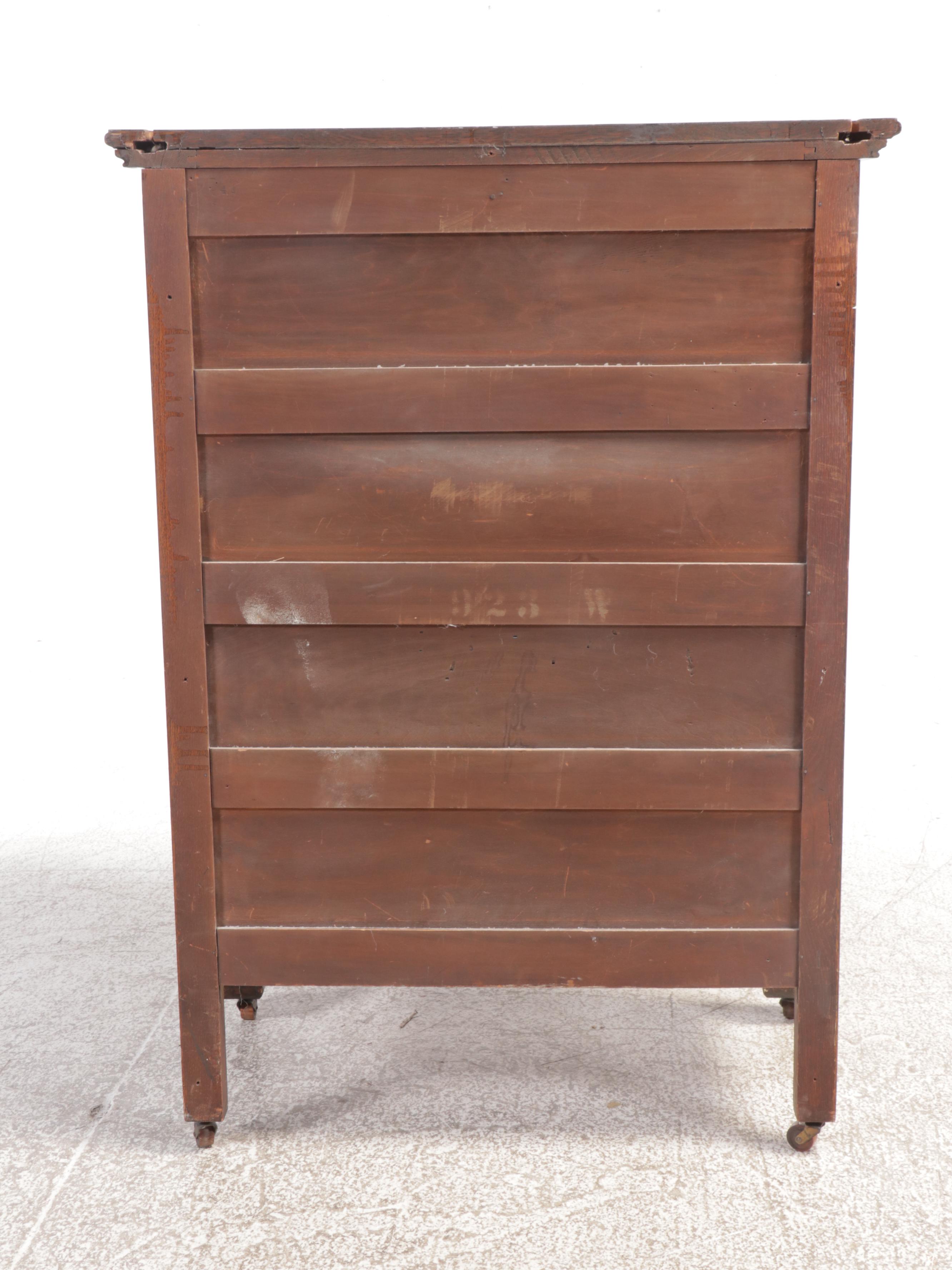 Late Victorian Tiger Oak Chest of Drawers, Early 20th Century