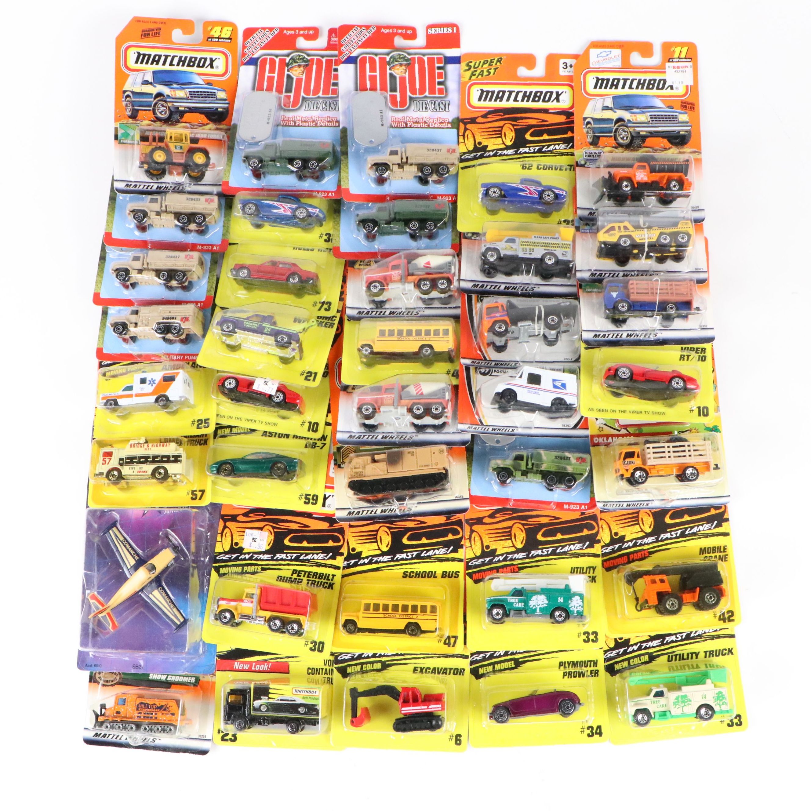 Matchbox "Volvo Container Truck," "Viper RT/10" with More Toy Cars and Plane