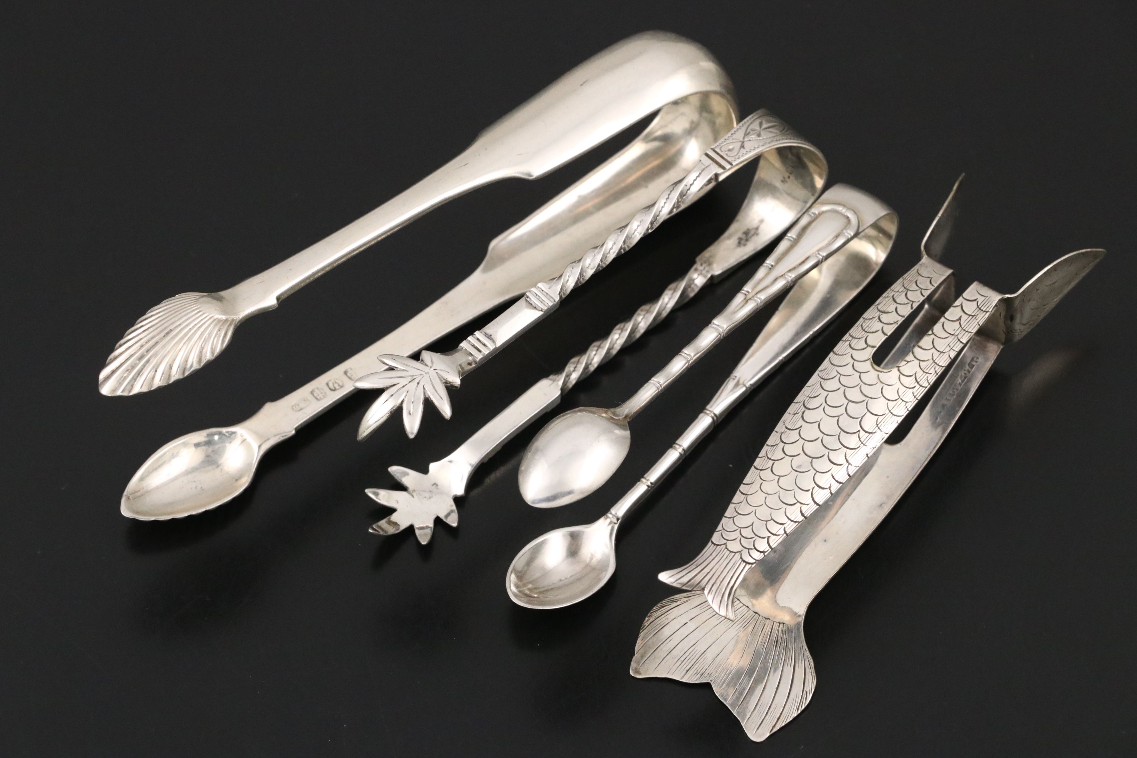 Victorian English with Other Sterling and Silver Plate Tongs