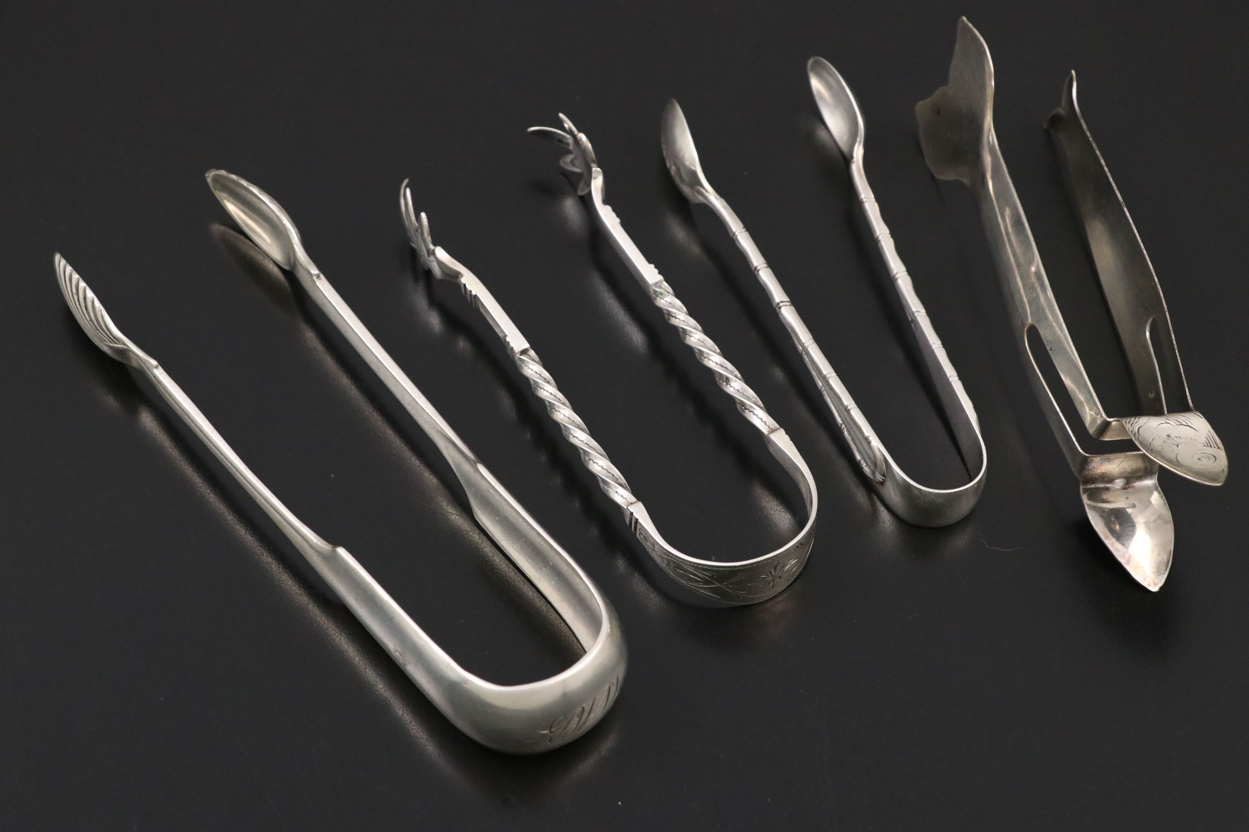 Victorian English with Other Sterling and Silver Plate Tongs