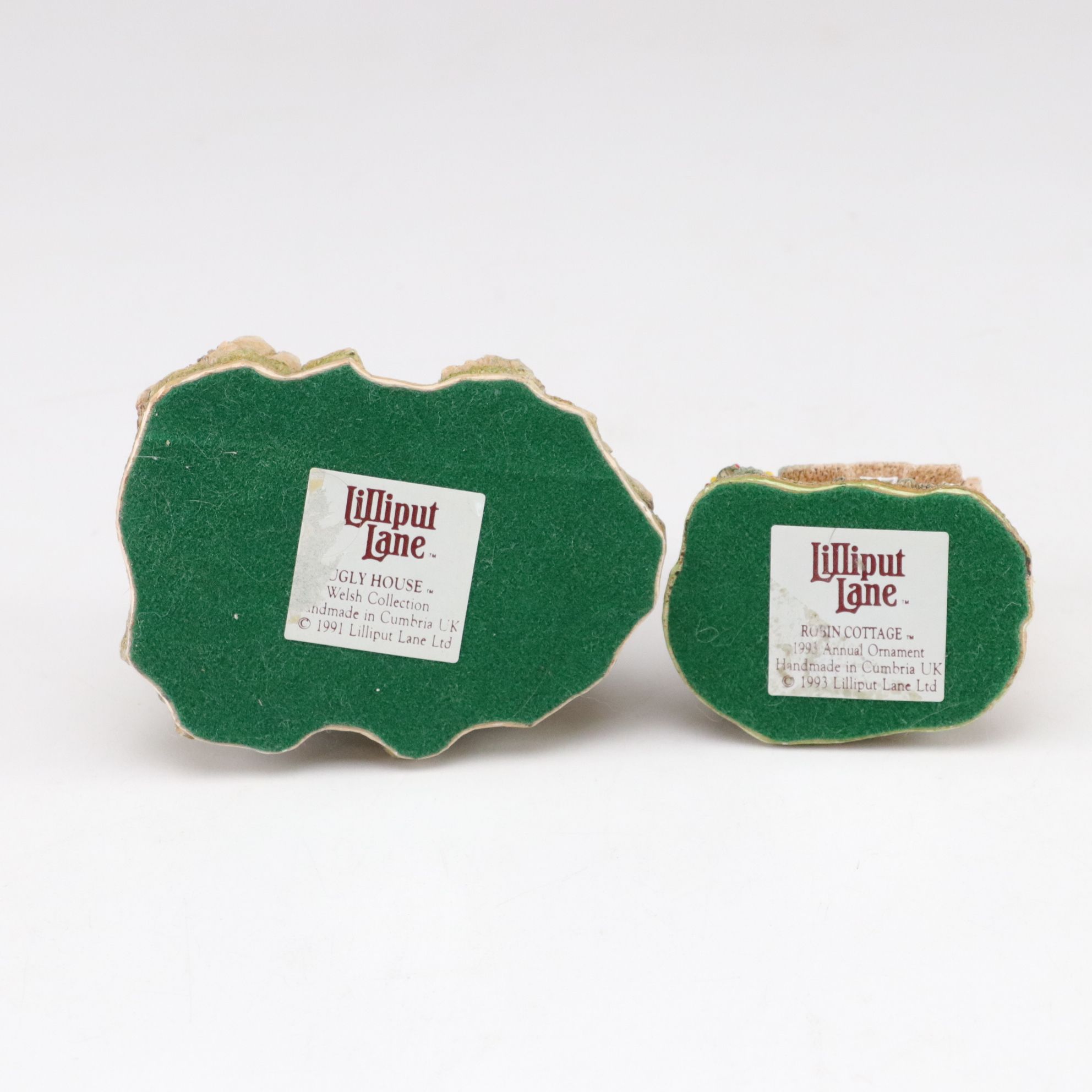 Six Lilliput Lane Buildings with "Ugly House" and "Robin Cottage"