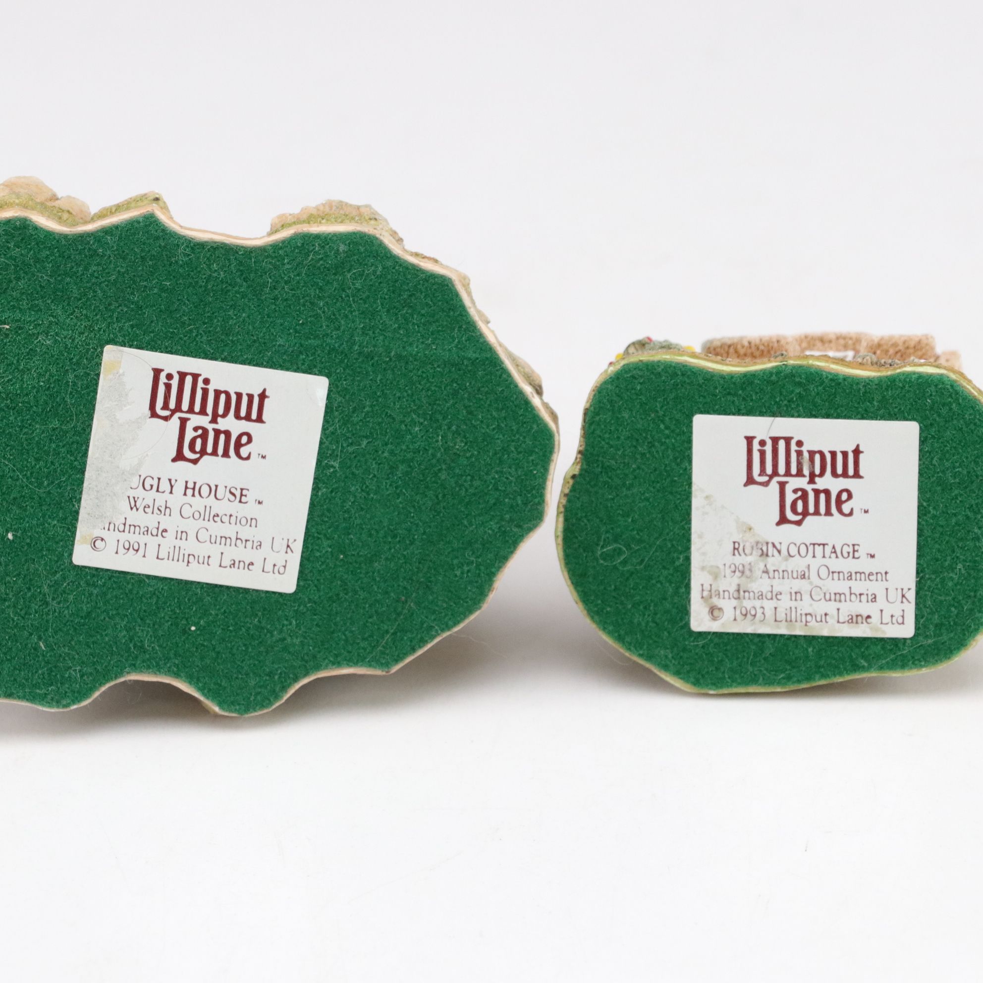 Six Lilliput Lane Buildings with "Ugly House" and "Robin Cottage"