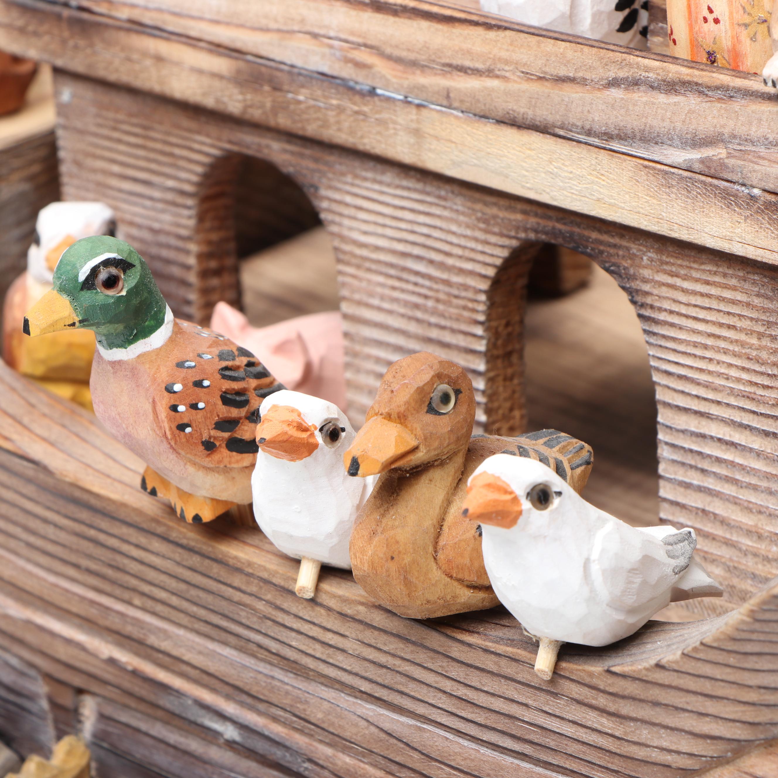 Russian Hand-Carved Wood Noah's Ark with Polychrome Animals