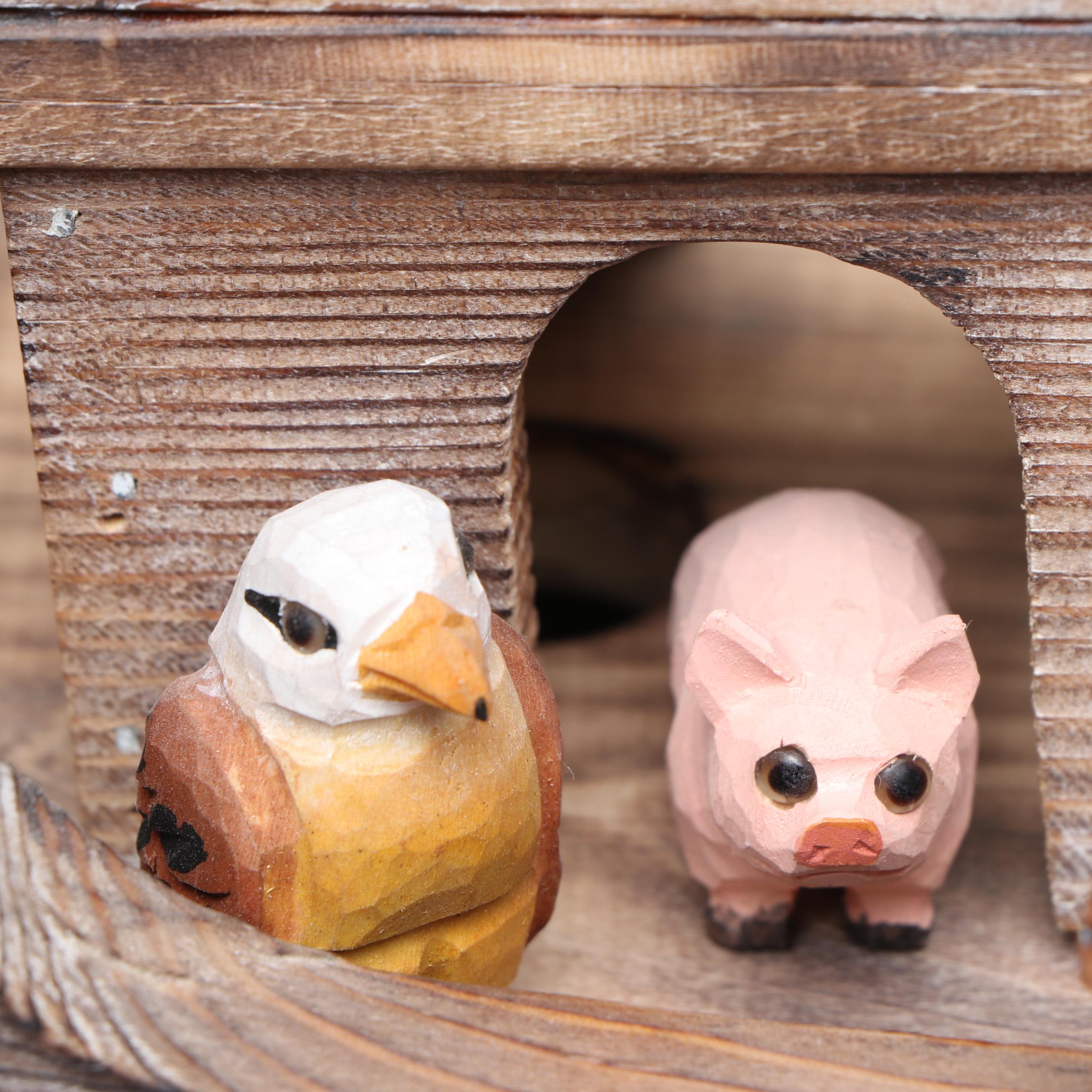 Russian Hand-Carved Wood Noah's Ark with Polychrome Animals