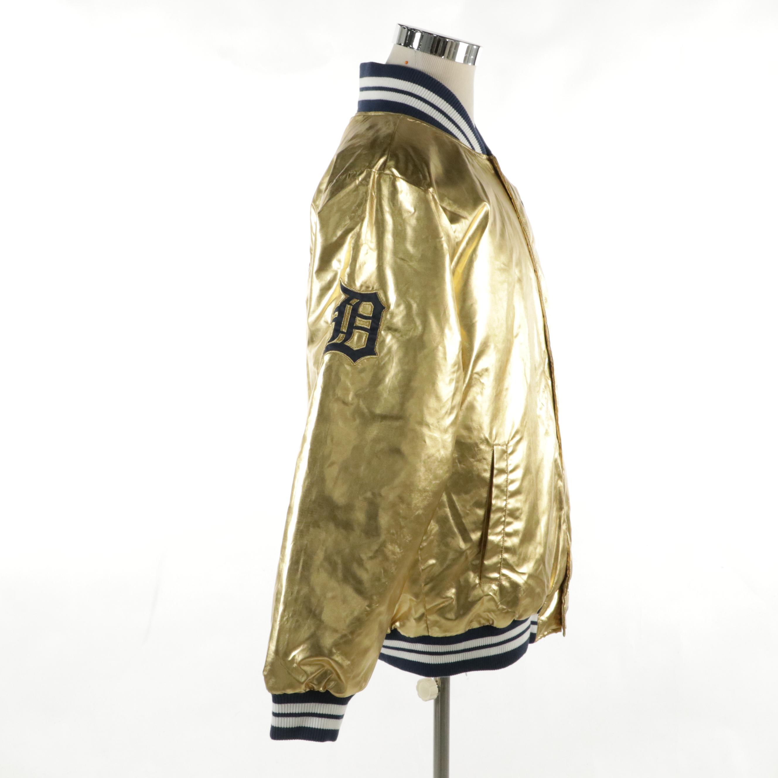 Men's Starter MLB Detroit Tigers World Series Metallic Gold Bomber Jacket
