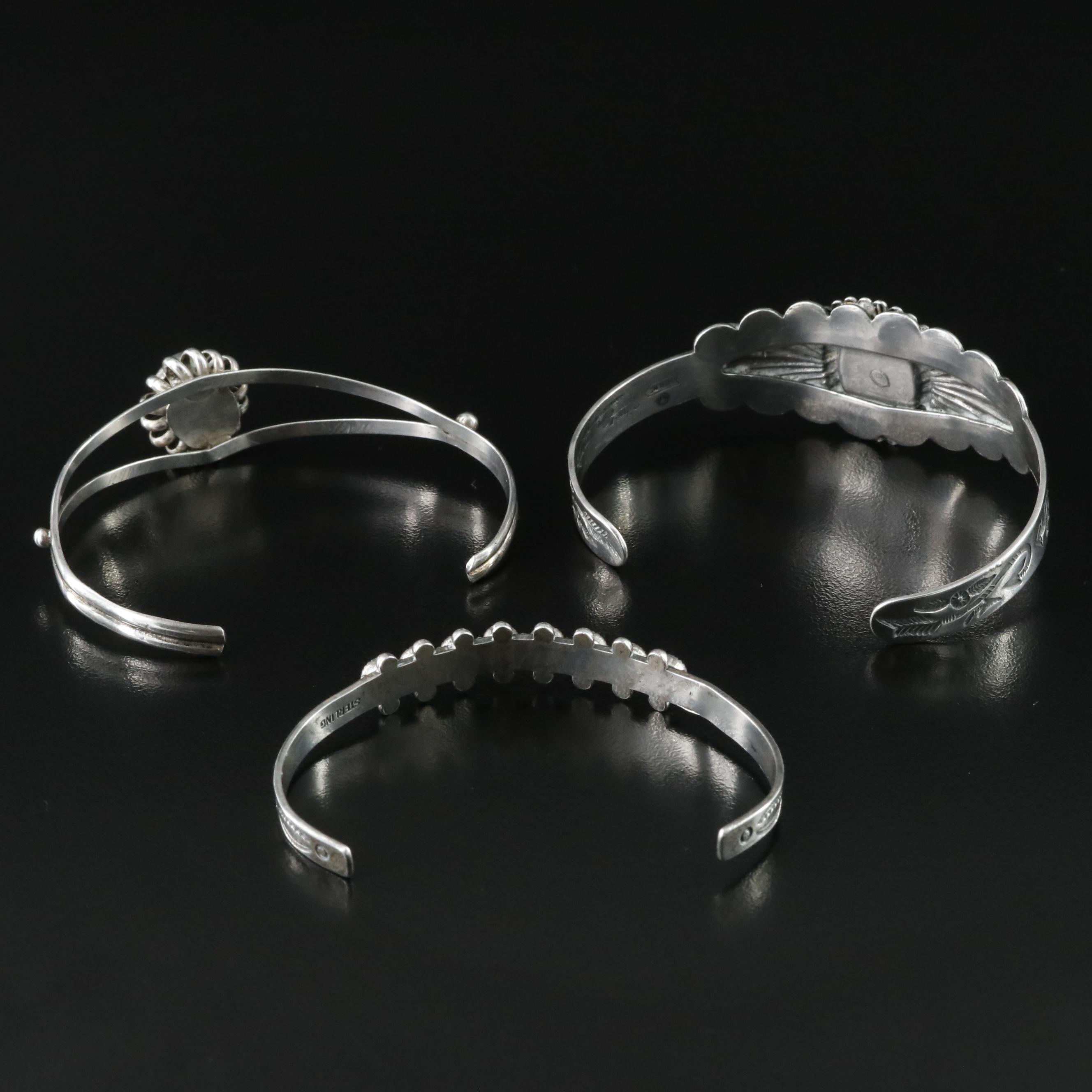 Vintage Western Sterling Turquoise Cuff Bracelets