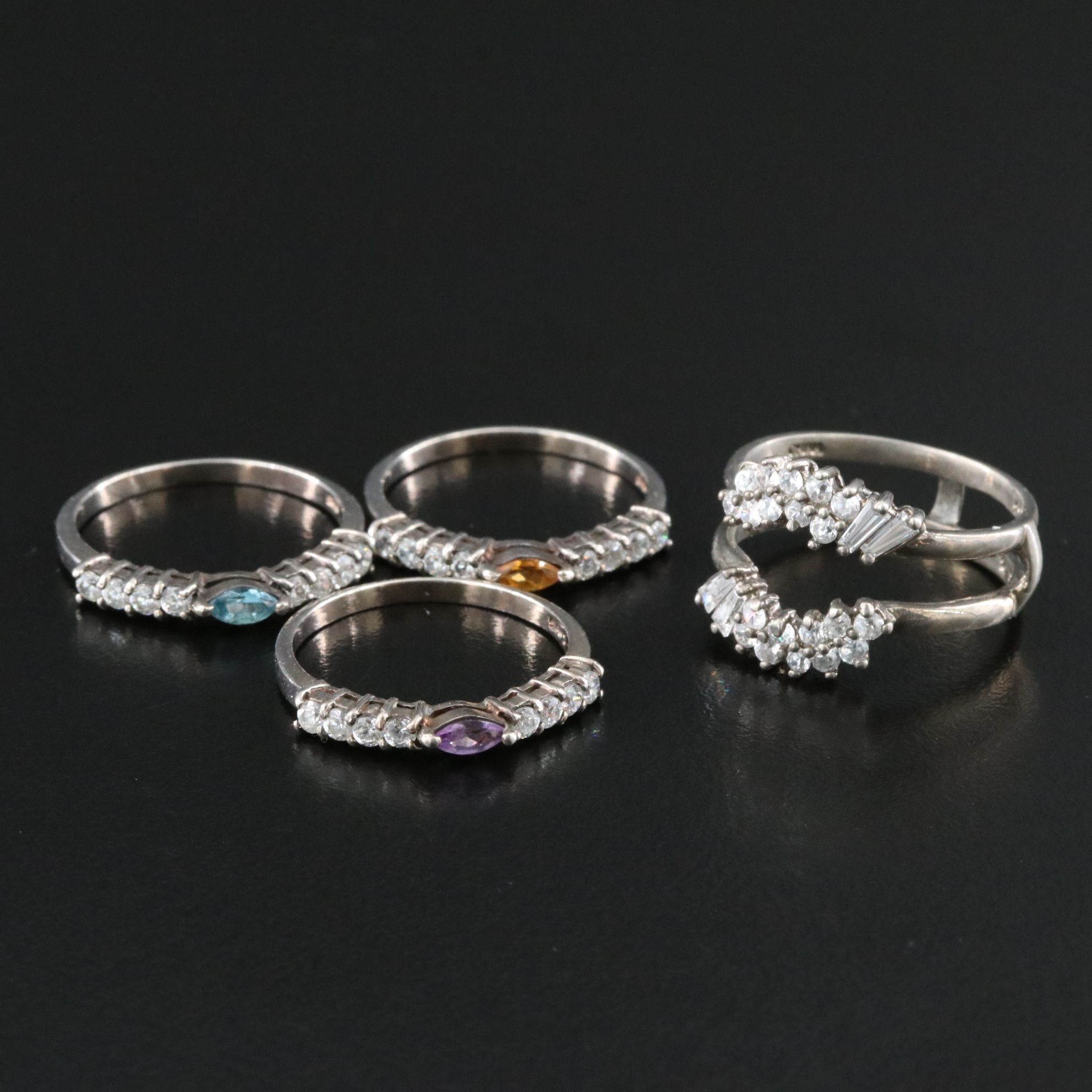 Sterling Topaz, Amethyst, Citrine and CZ Interchangeable Ring Set