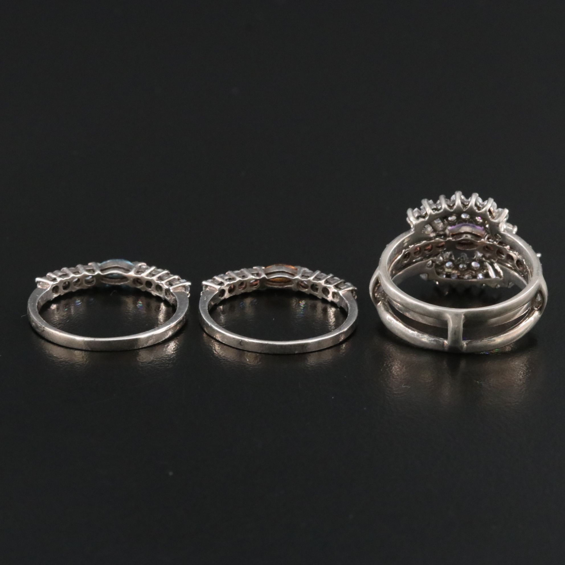 Sterling Topaz, Amethyst, Citrine and CZ Interchangeable Ring Set