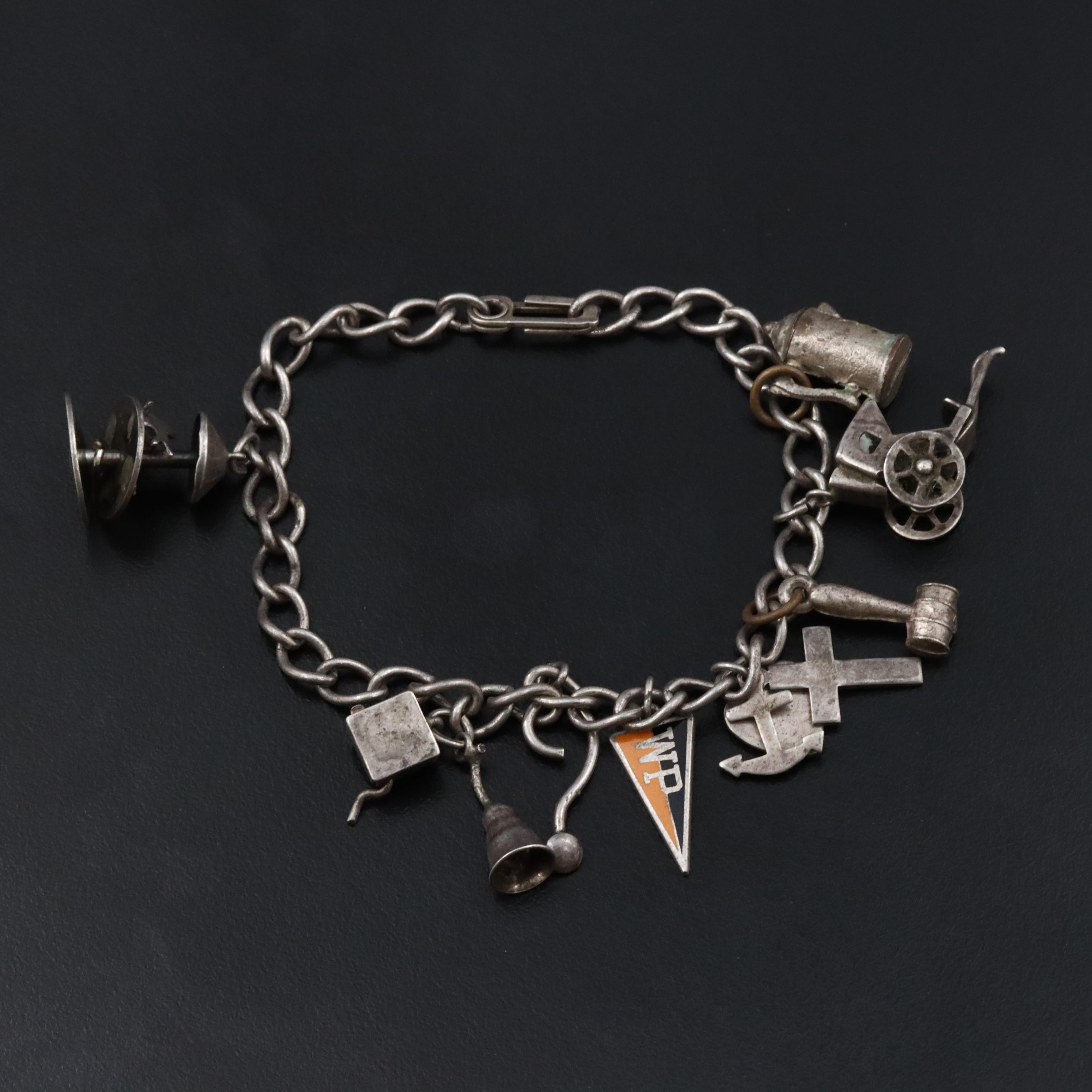 Vintage Charm Bracelet Including Sterling