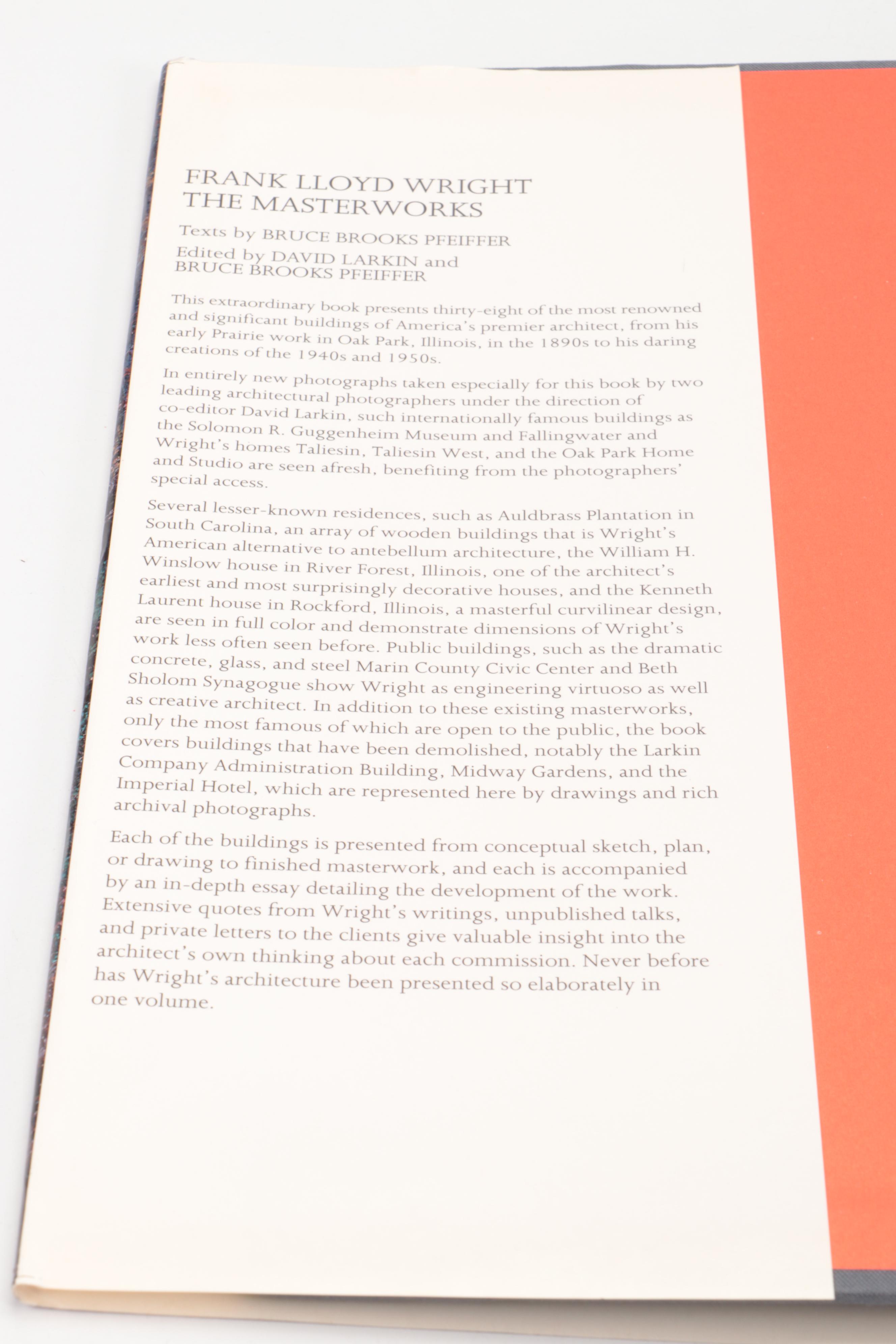 Signed First Edition "Frank Lloyd Wright: The Masterworks" by Bruce B. Pfeiffer